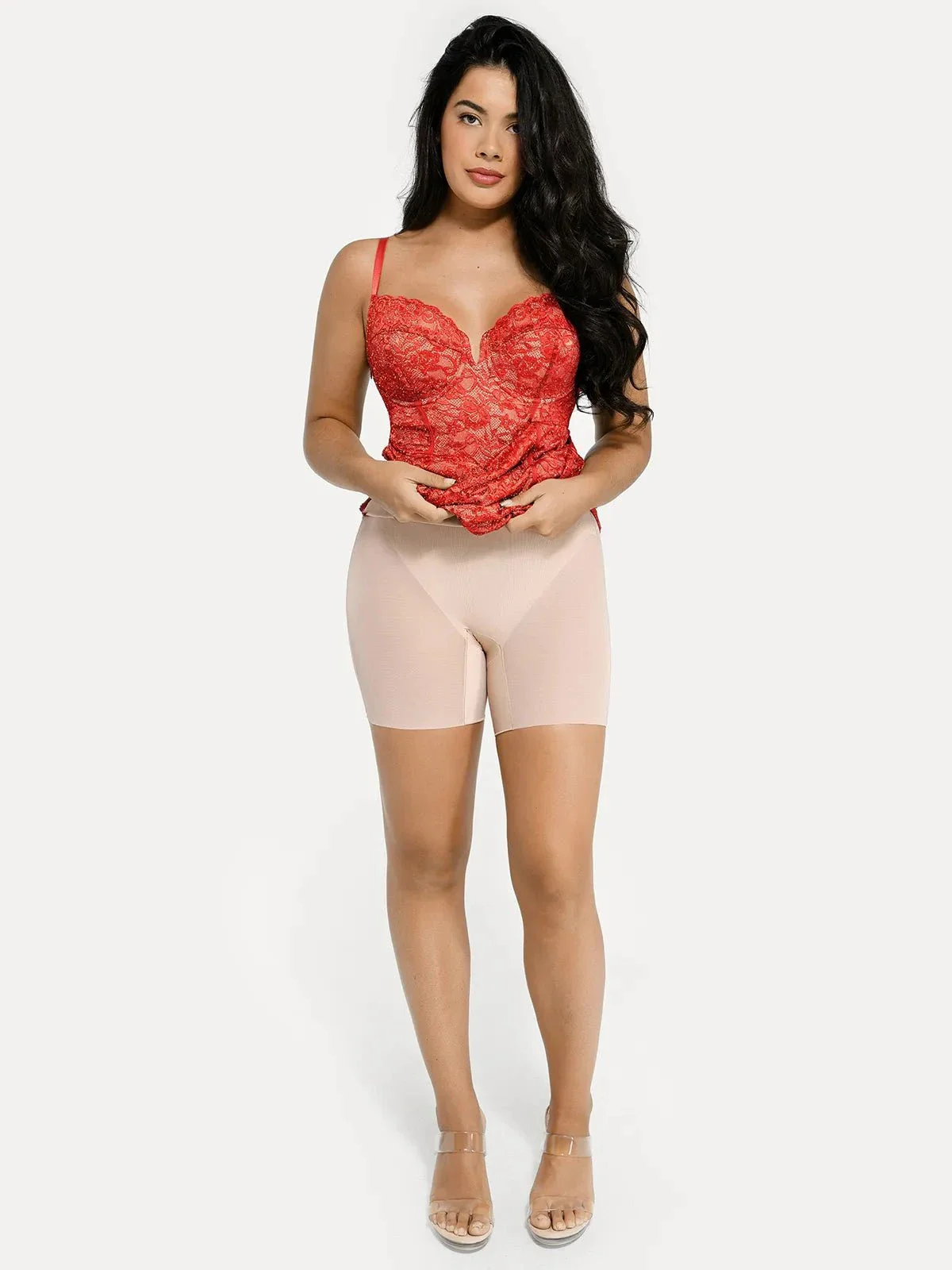 Shapewear All-Lace Hourglass Corset Side Slit Midi Dress - Image 15
