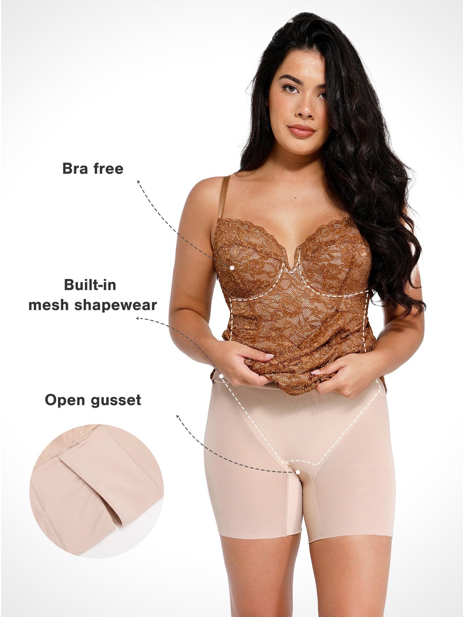 Shapewear All-Lace Hourglass Corset Side Slit Midi Dress - Image 17