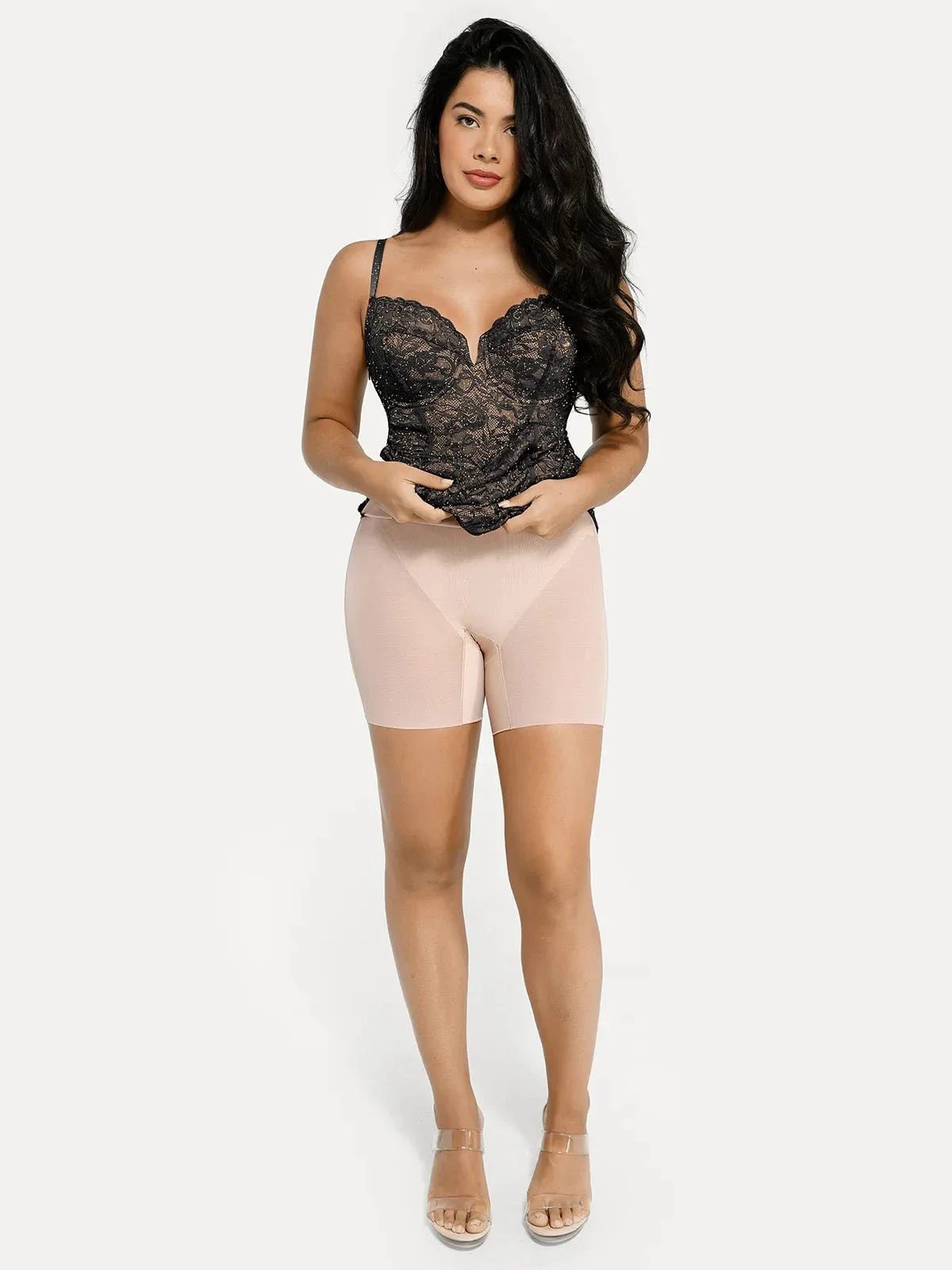 Shapewear All-Lace Hourglass Corset Side Slit Midi Dress - Image 5