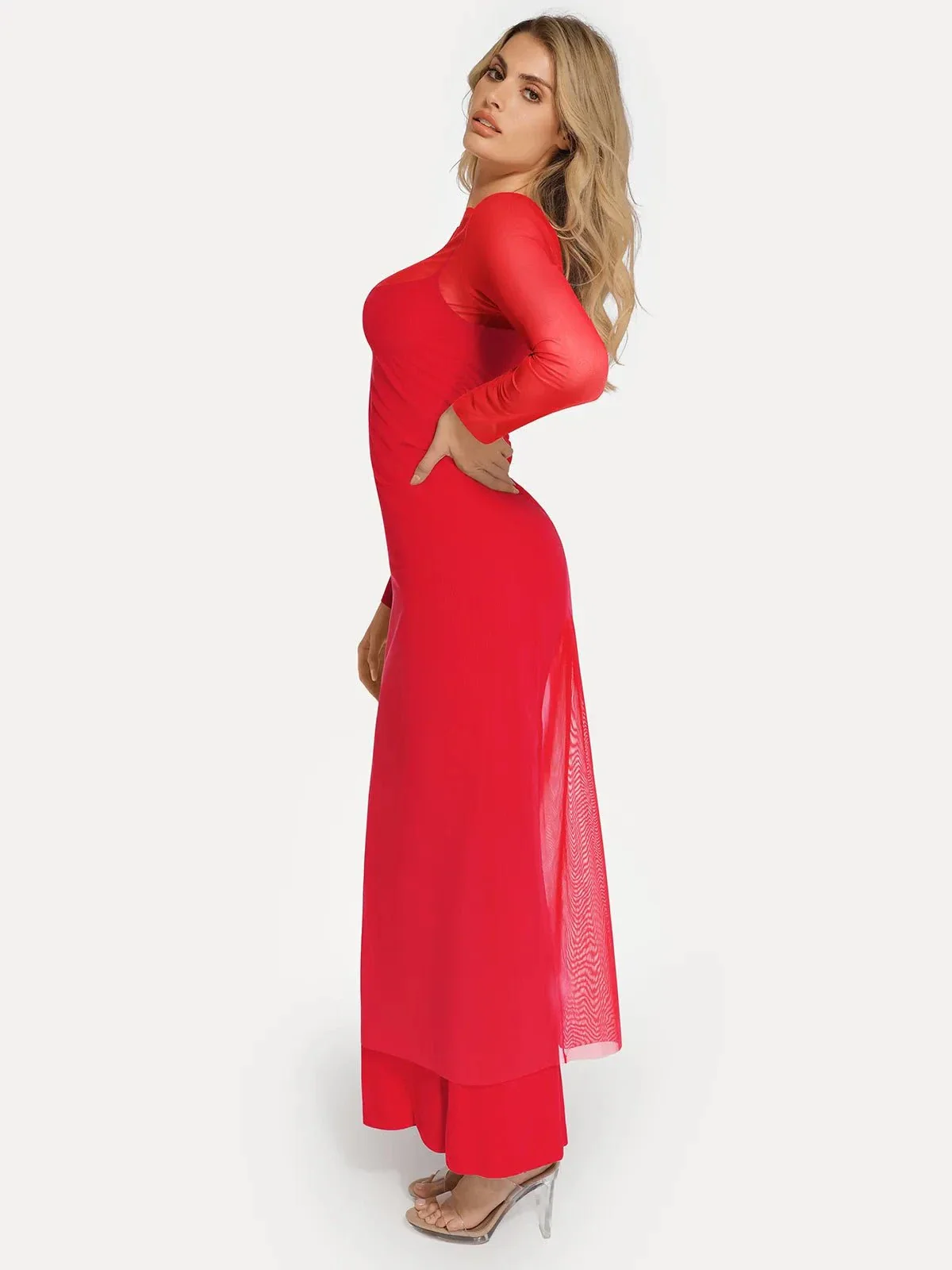 Long Sleeve Sheer Mesh Maxi Cover-Up - Image 3