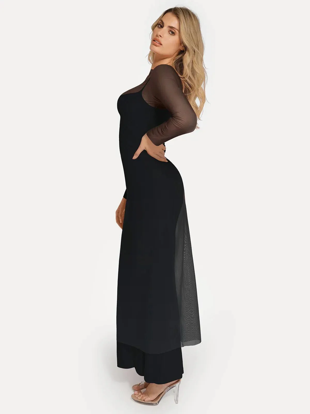 Long Sleeve Sheer Mesh Maxi Cover-Up - Image 9