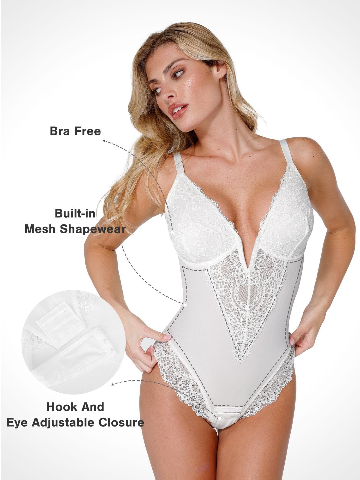 Shapewear Full Coverage Plunging Lace Slimming Bodysuit - Image 15