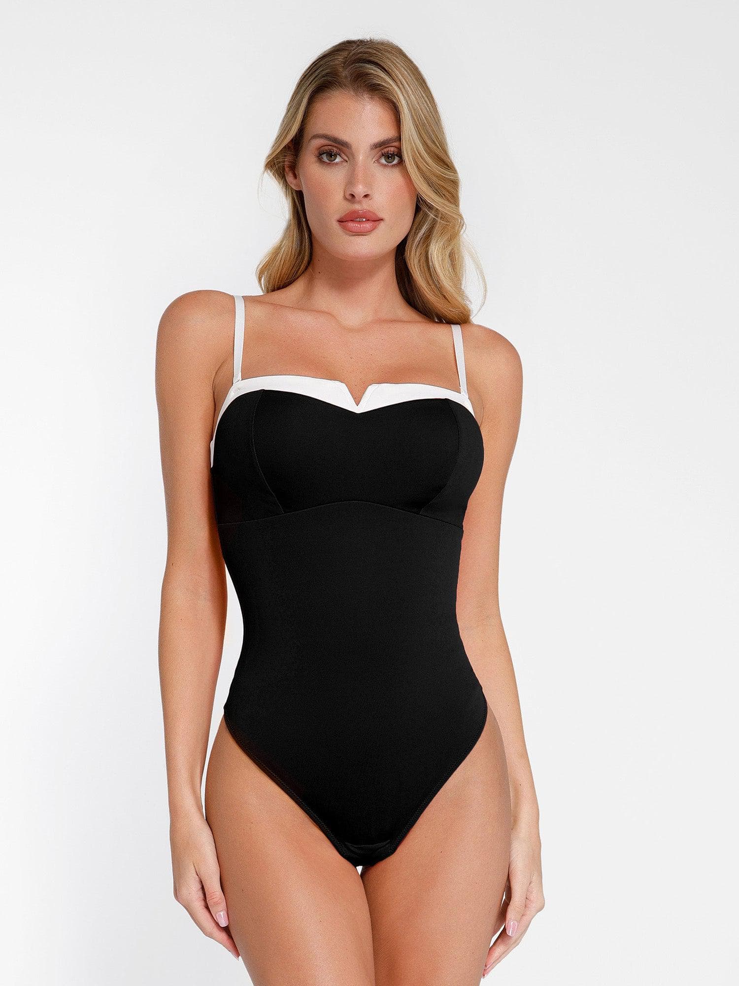 Shapewear Contrast Bra Strap Tummy Control Bodysuit - Image 8