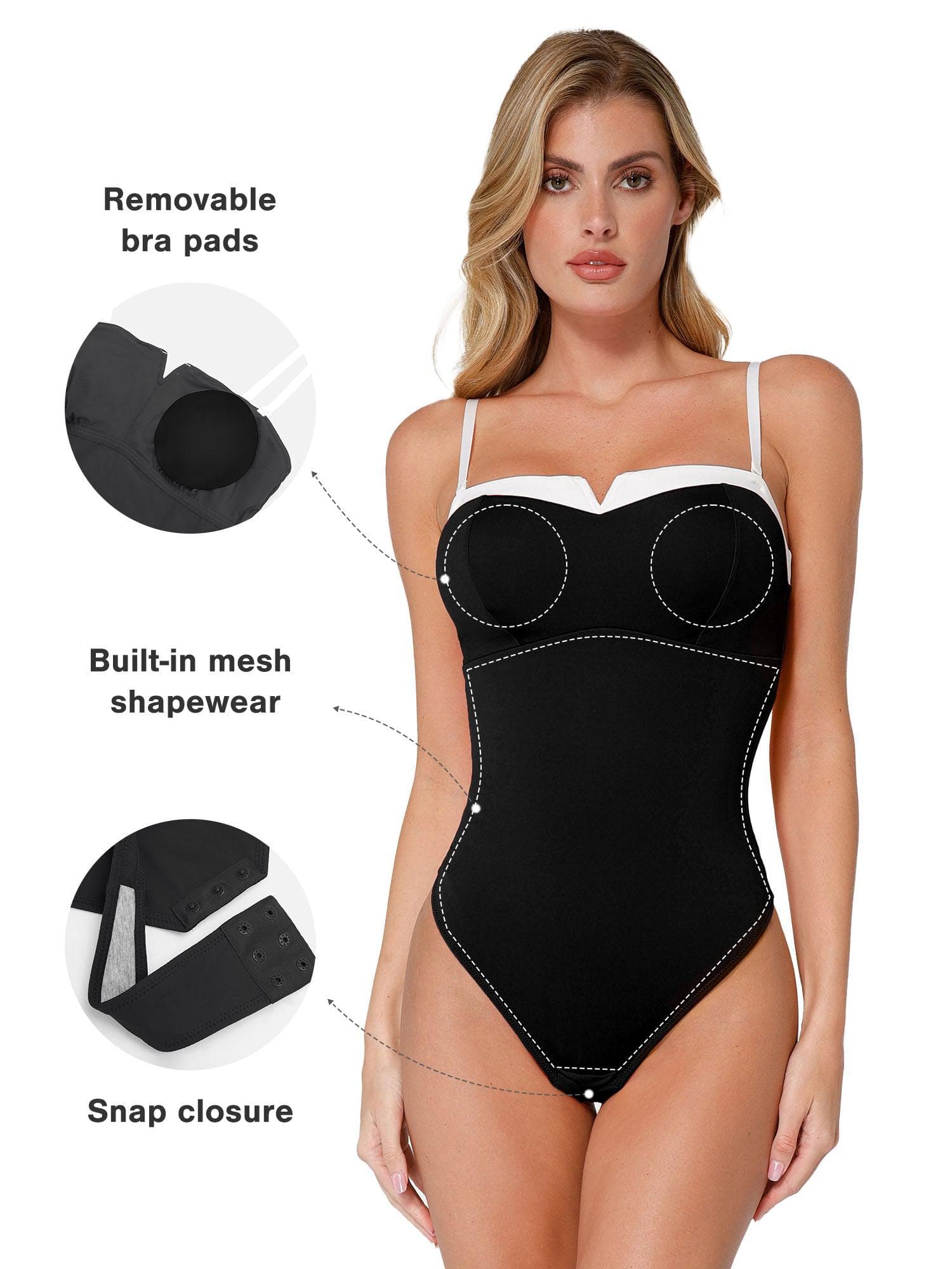 Shapewear Contrast Bra Strap Tummy Control Bodysuit - Image 9