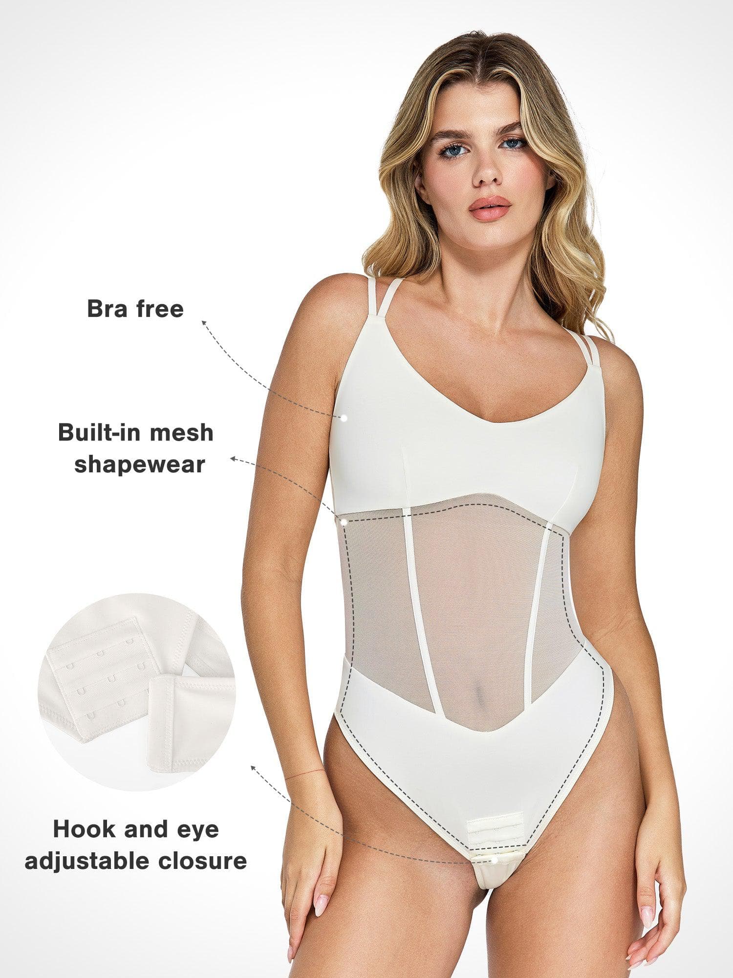 Shapewear Crisscross Back Illusion Mesh Sculpting Bodysuit - Image 21