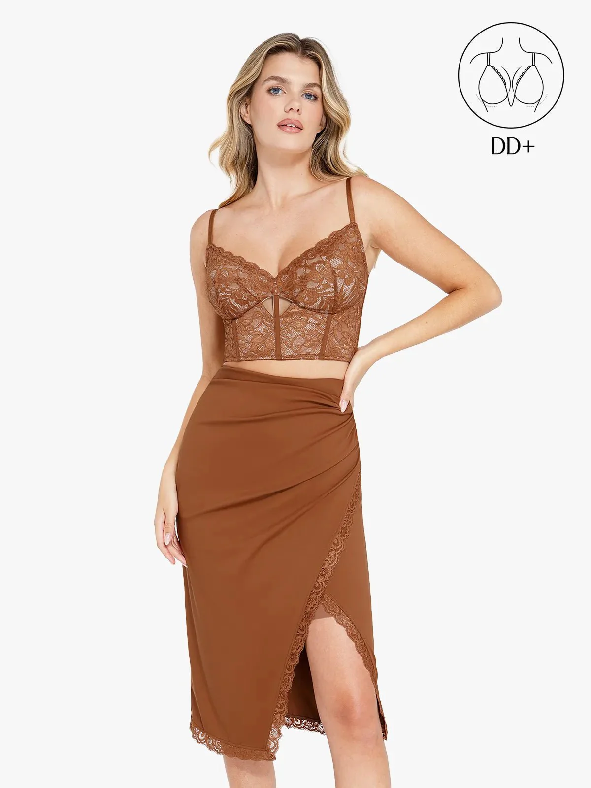 Shapewear Lace Corset Bra or Slimming Midi Wrap Skirt - Image 4
