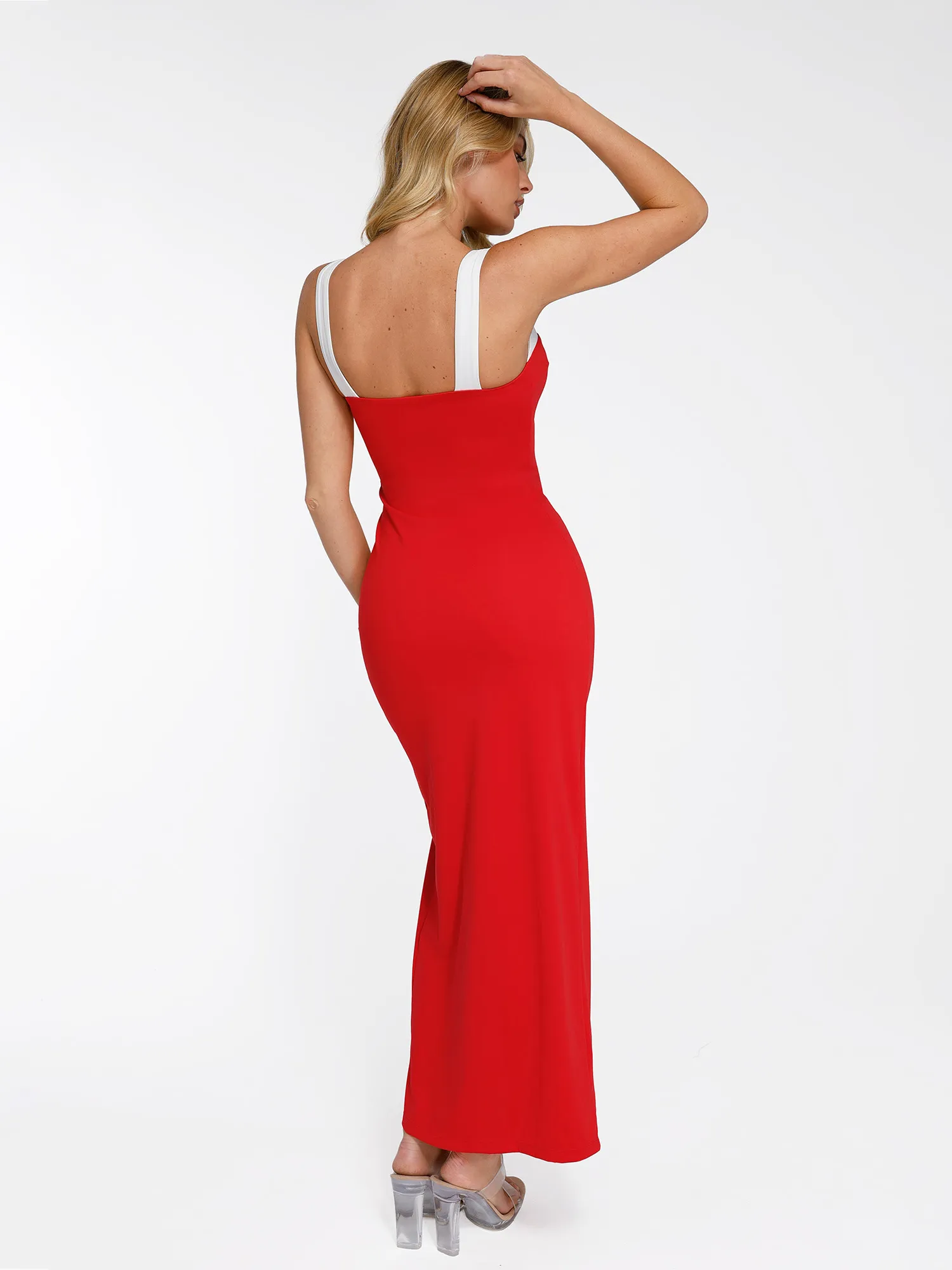 Shapewear Contrast Trim Built-In Sculpting Maxi Dress - Image 10
