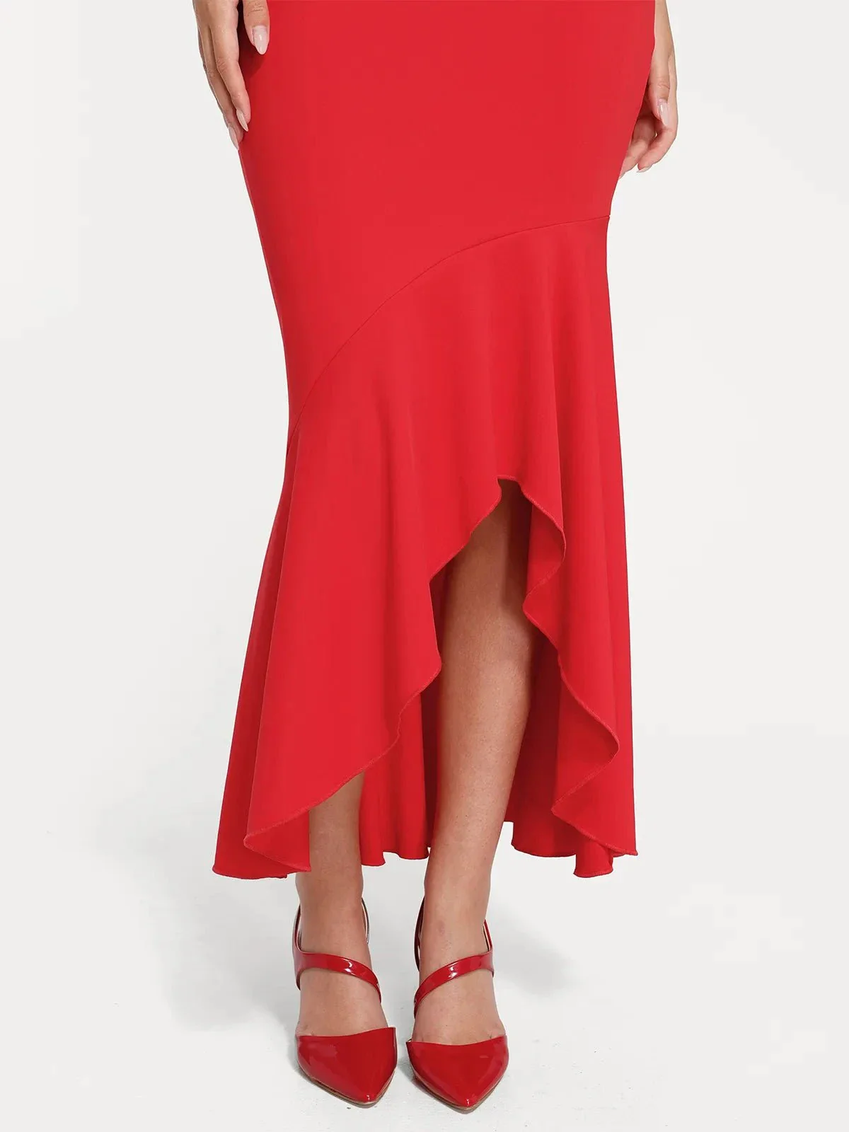 Shapewear Long Sleeve Lace Trim Sculpting Mermaid Maxi Dress - Image 23