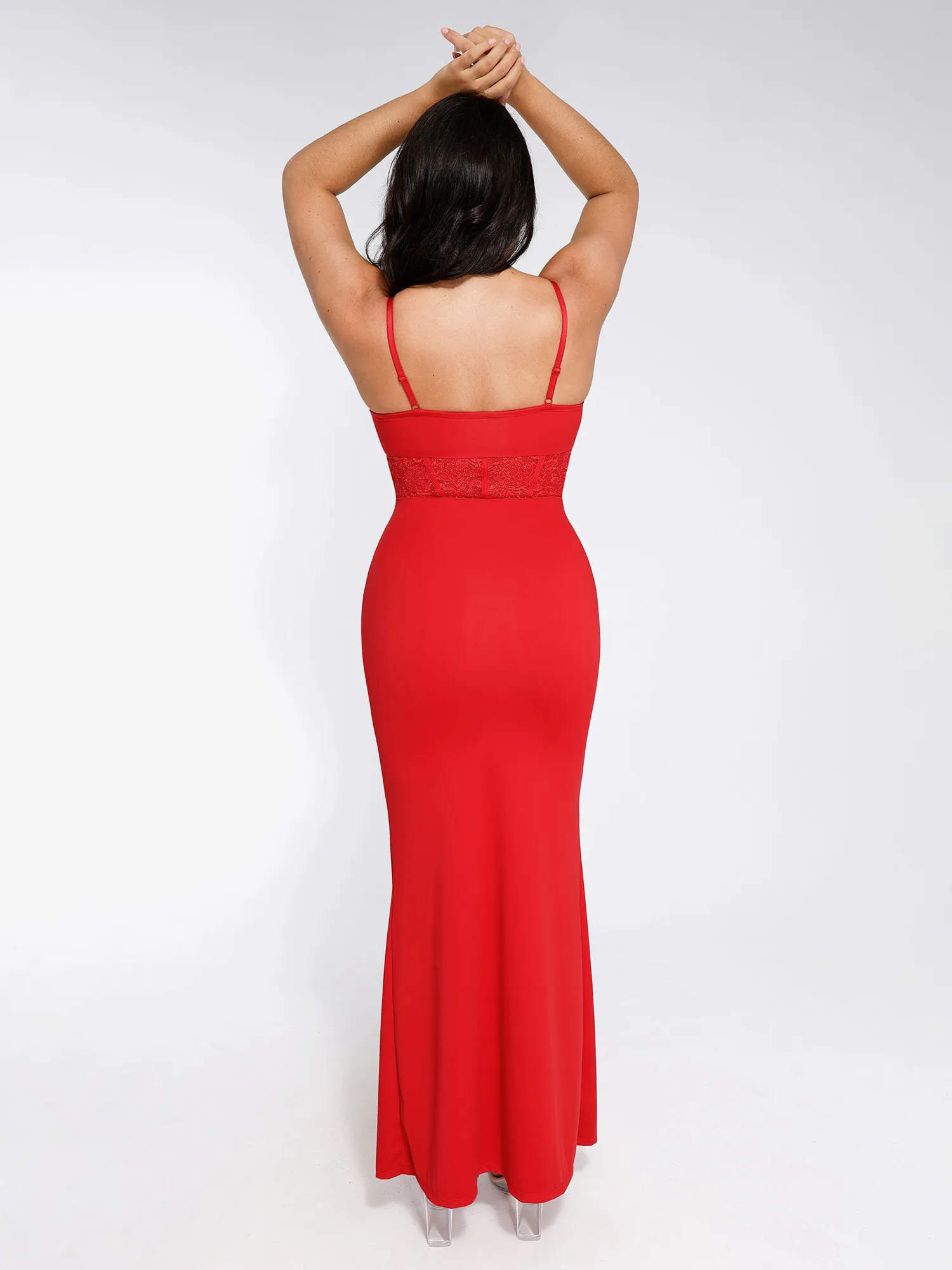 Shapewear Lace Inset Sculpting Mermaid Maxi Slip Dress - Image 17
