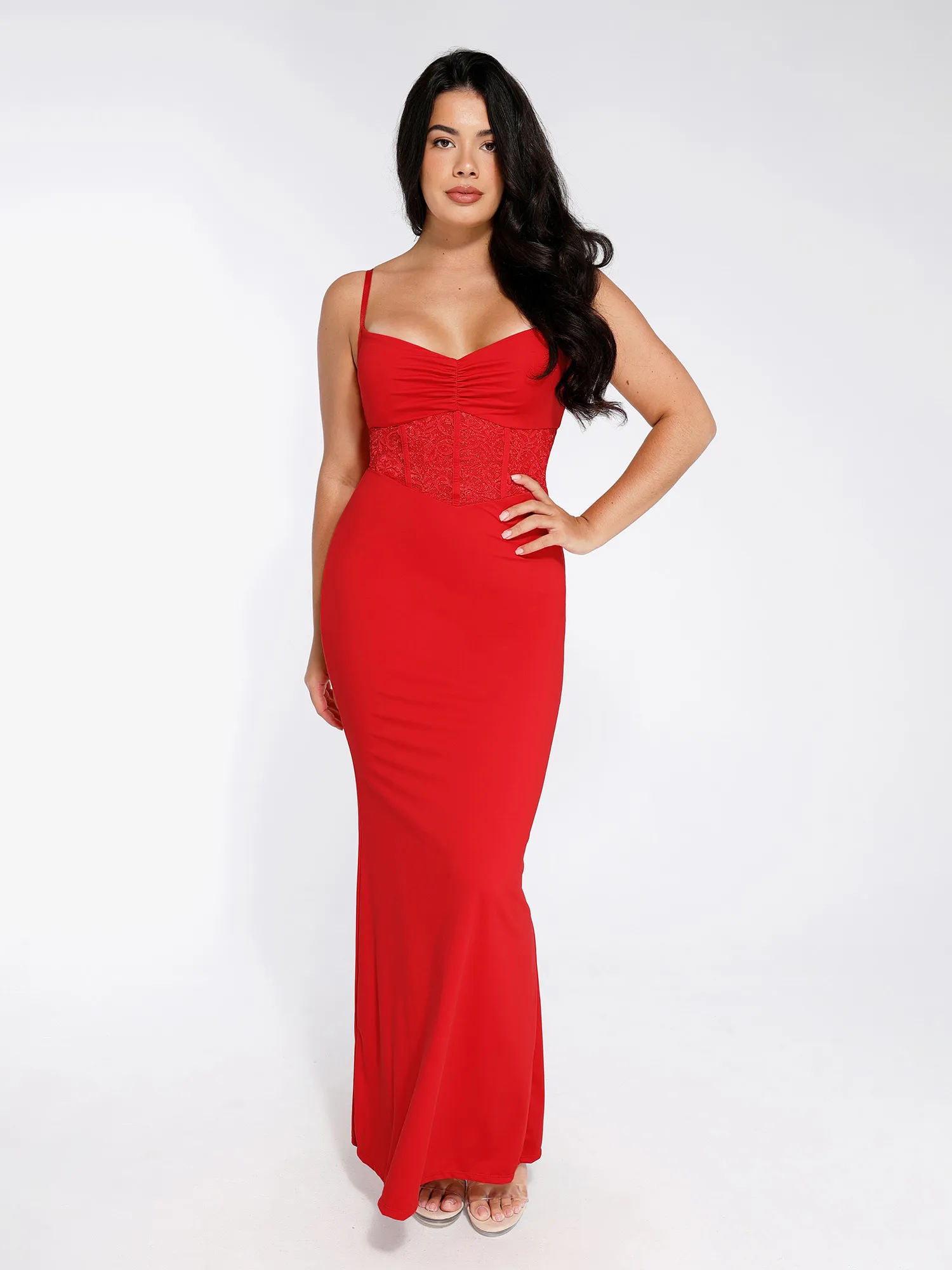Shapewear Lace Inset Sculpting Mermaid Maxi Slip Dress - Image 18