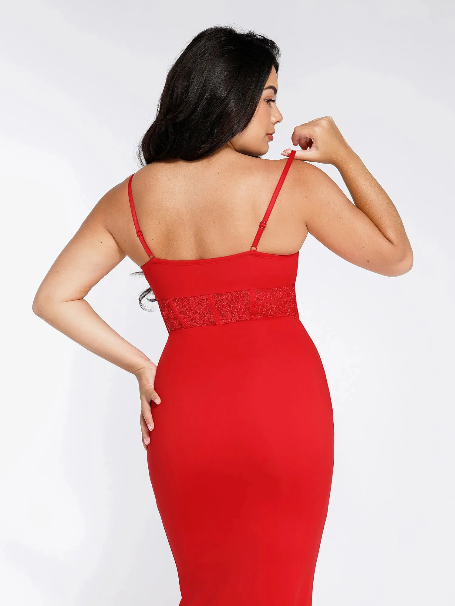 Shapewear Lace Inset Sculpting Mermaid Maxi Slip Dress - Image 19