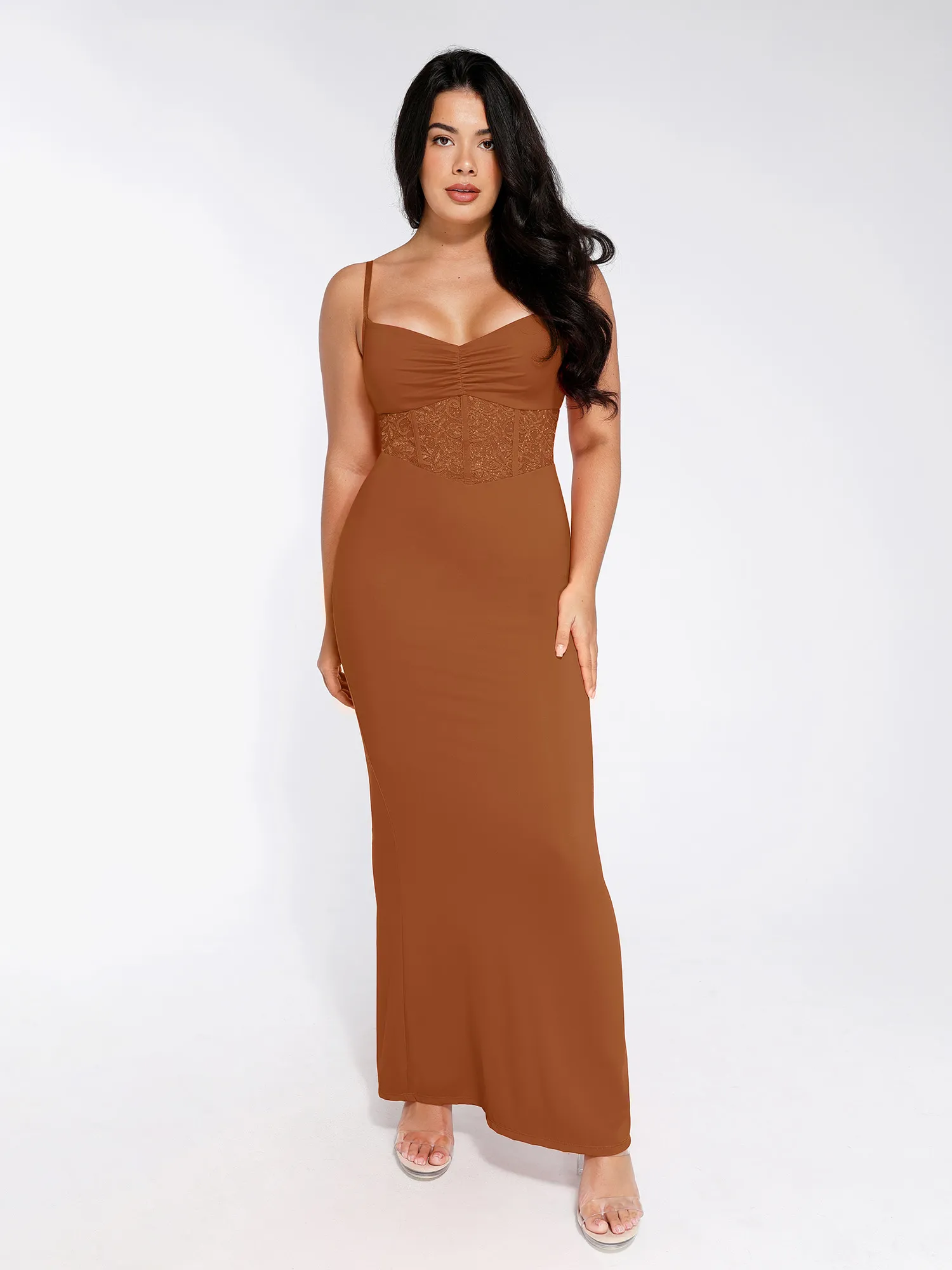 Shapewear Lace Inset Sculpting Mermaid Maxi Slip Dress - Image 21