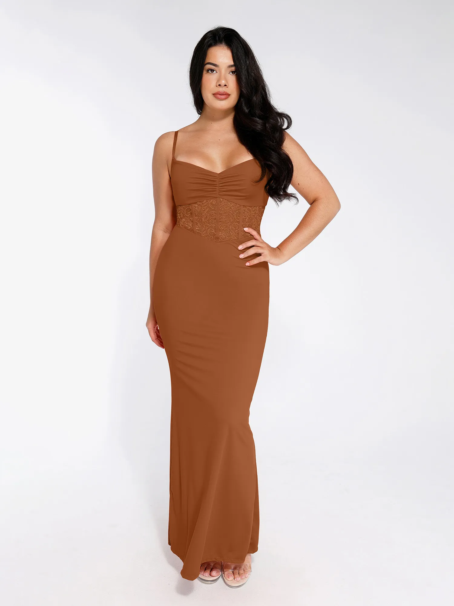 Shapewear Lace Inset Sculpting Mermaid Maxi Slip Dress - Image 25