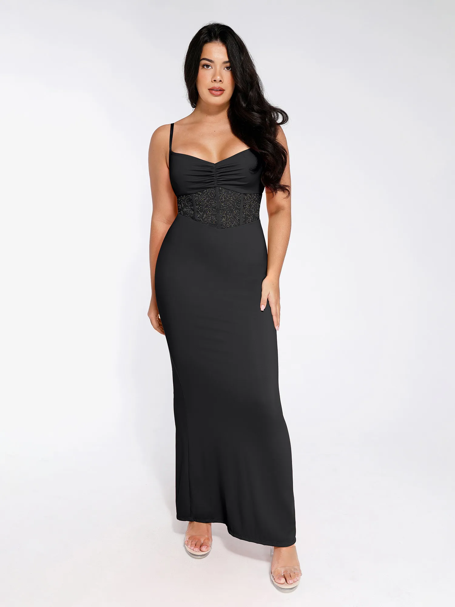 Shapewear Lace Inset Sculpting Mermaid Maxi Slip Dress - Image 6