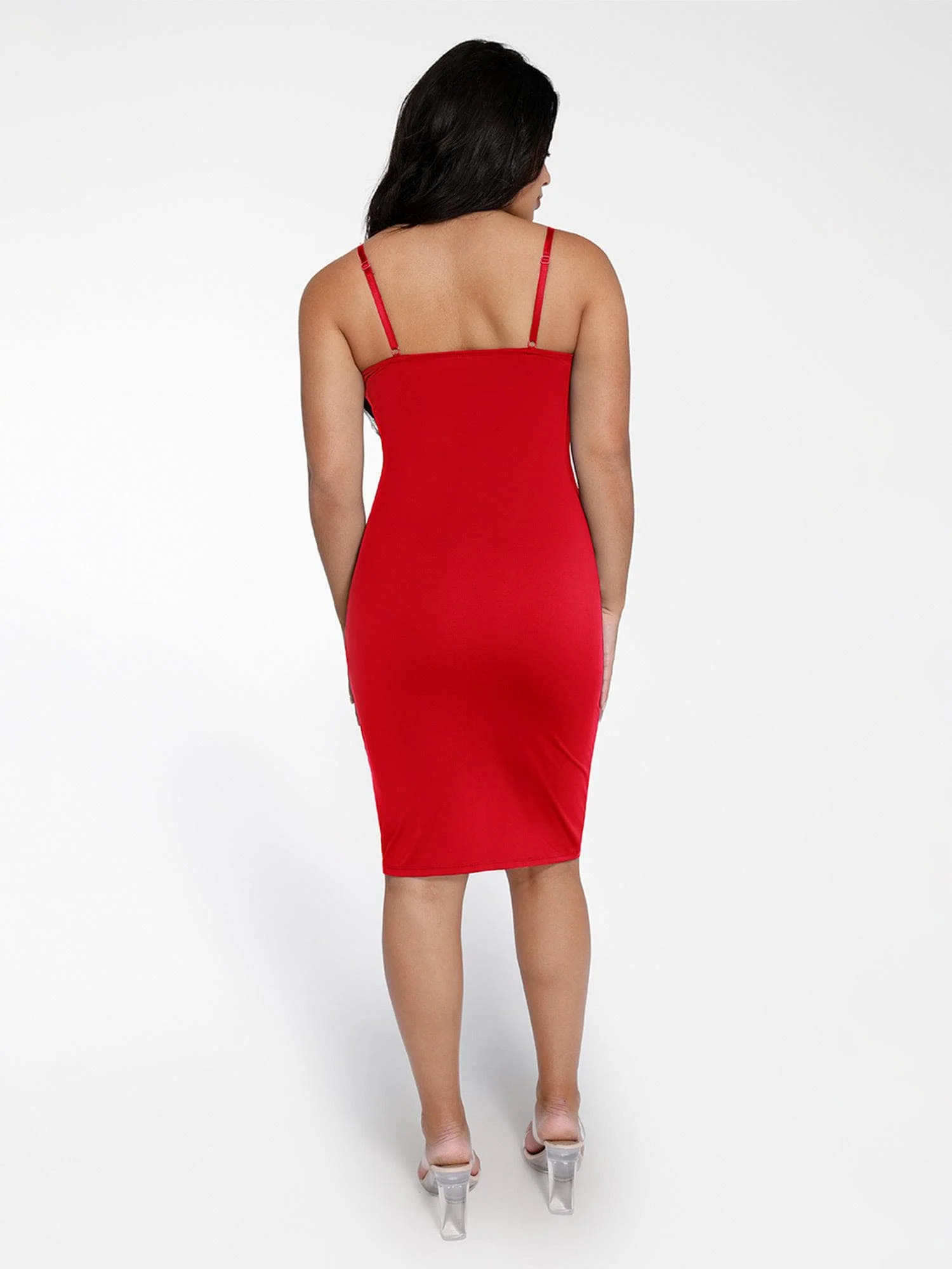 Shapewear Mesh Corset Panel Built-In Sculpting Midi Dress - Image 11