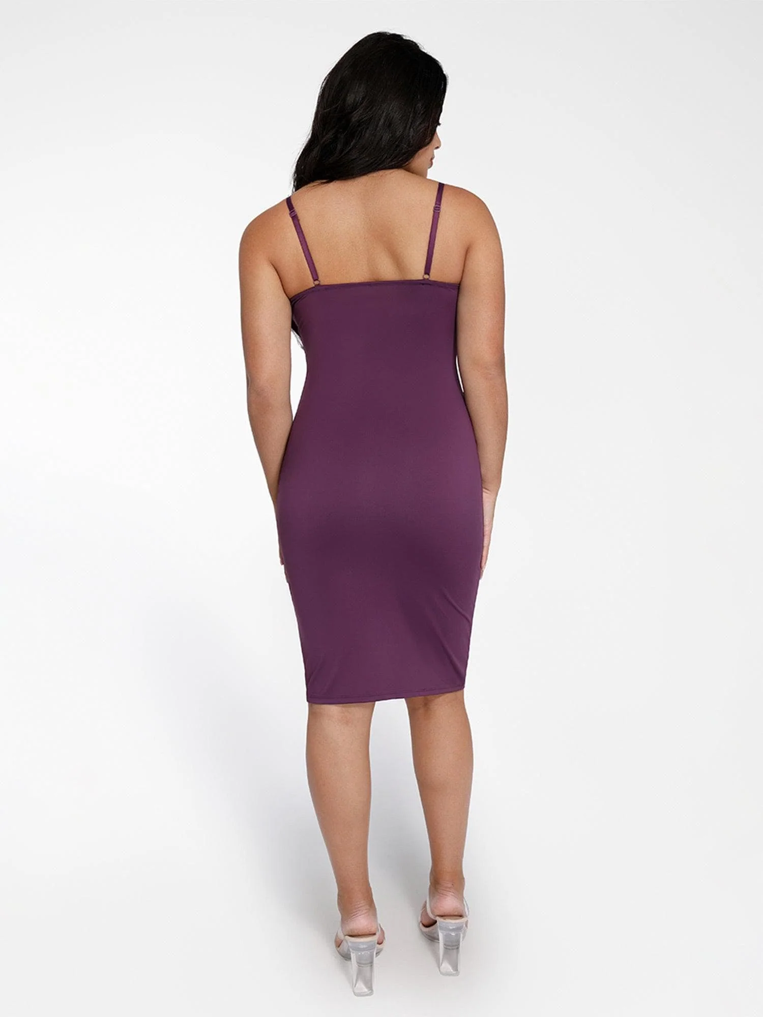 Shapewear Mesh Corset Panel Built-In Sculpting Midi Dress - Image 27