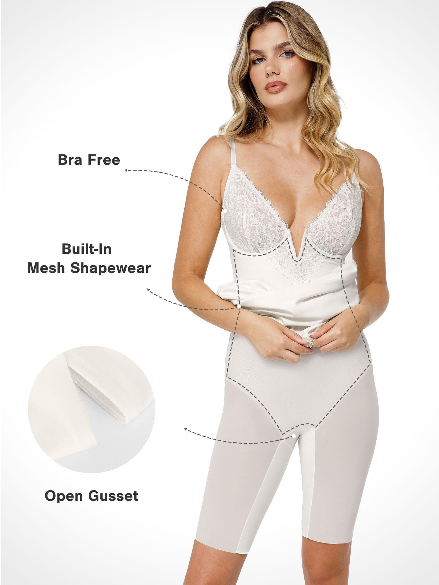 Shapewear Built-In Sculpting Lace Trim Midi Slip Dress - Image 2