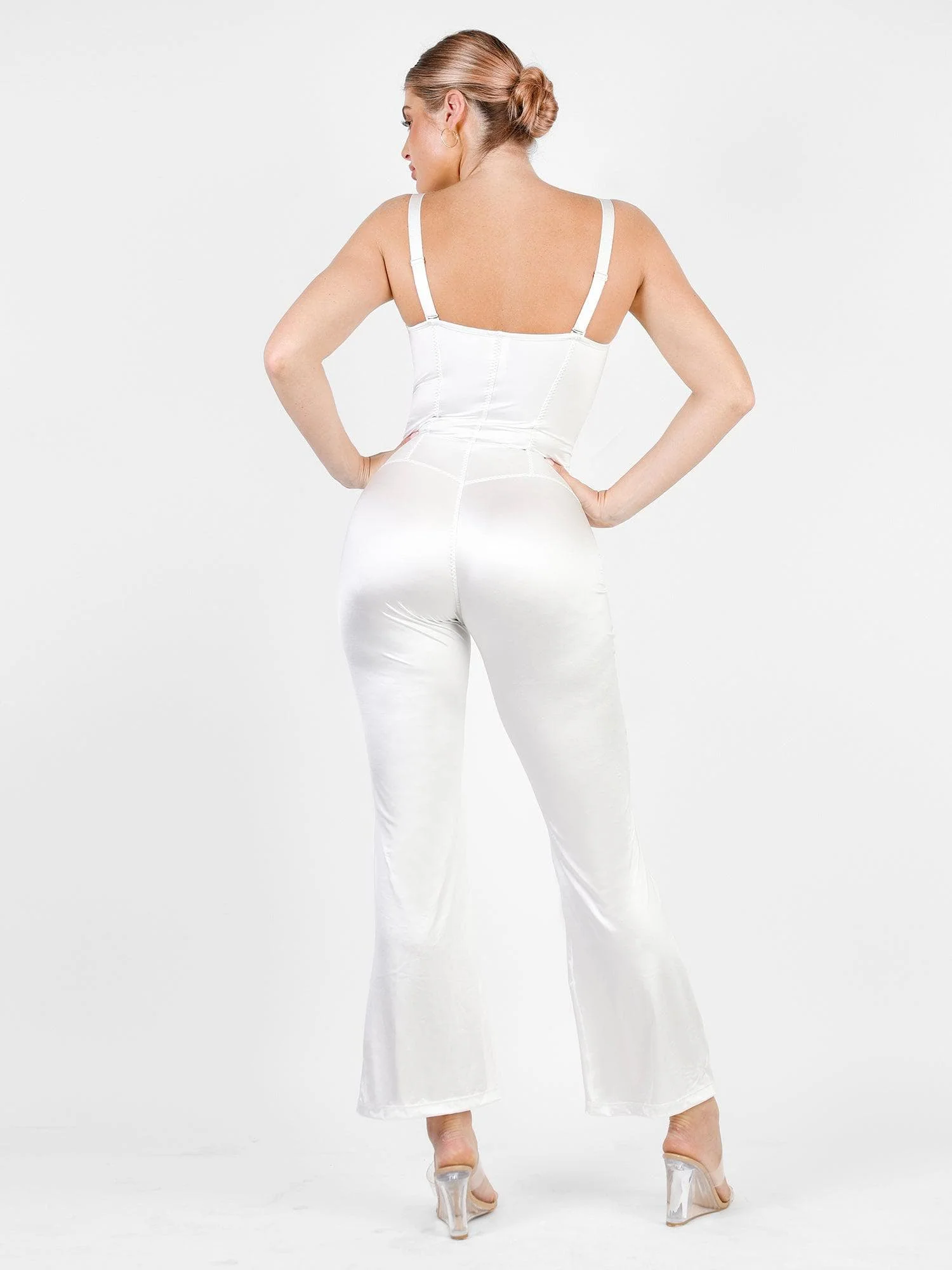 Shapewear Sculpting Shine Flare Leg Corset Jumpsuit - Image 4