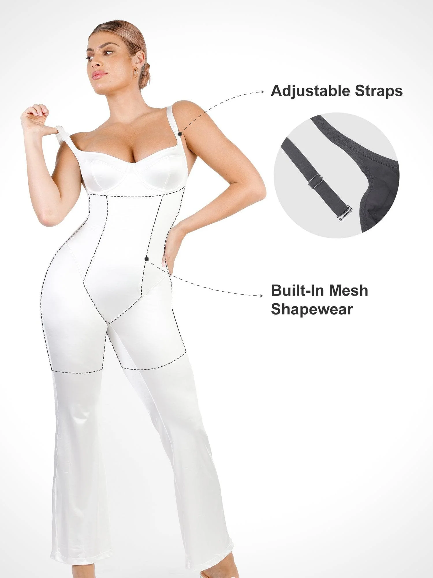Shapewear Sculpting Shine Flare Leg Corset Jumpsuit - Image 2
