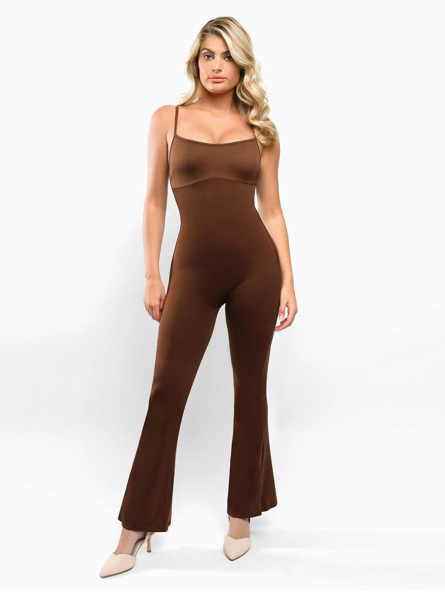Shapewear Butt Lift Flare Leg Strappy Jumpsuit - Image 8