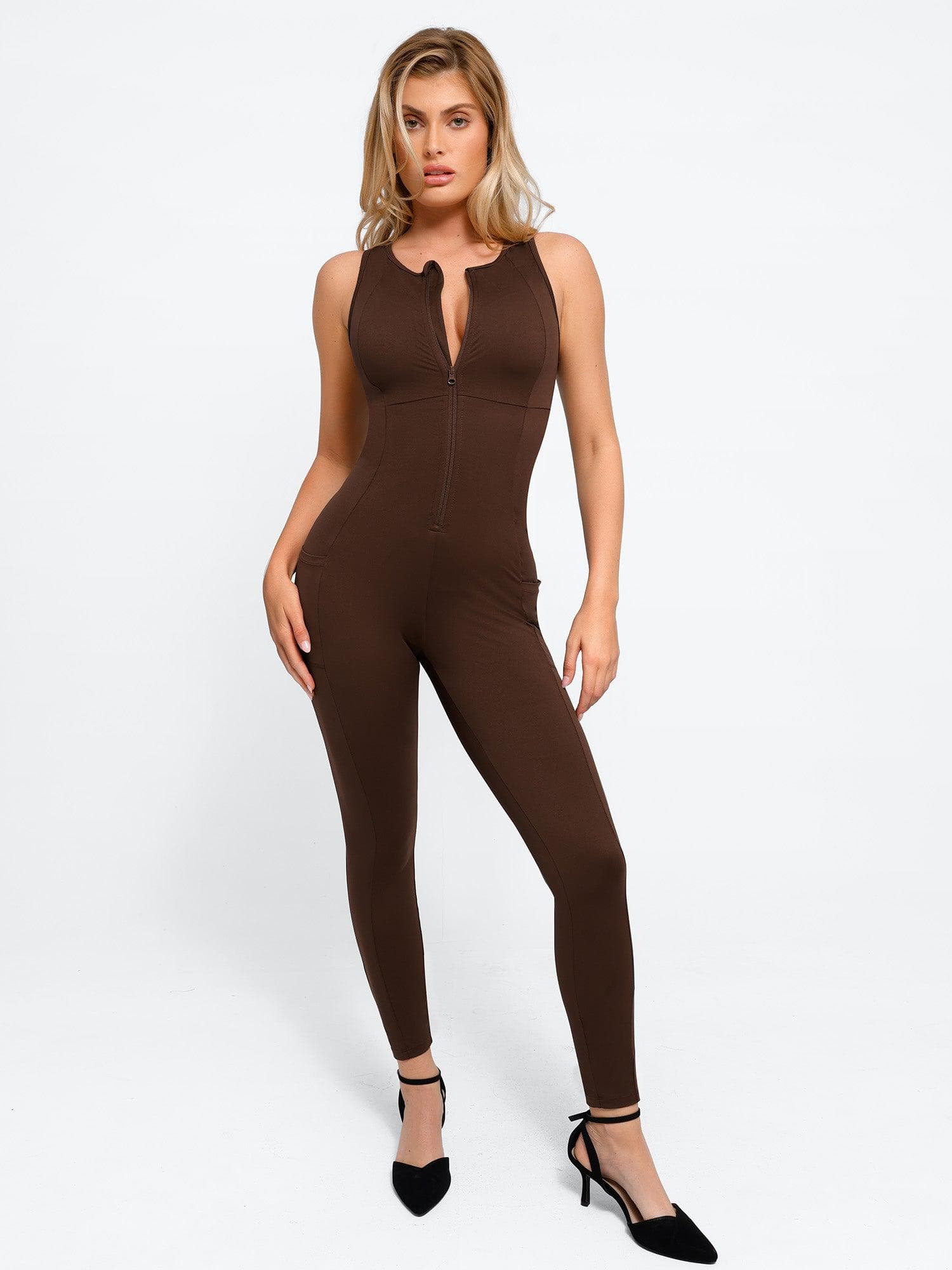 Shapewear Sleeveless Body-Sculpting Zip Front Jumpsuit - Image 11