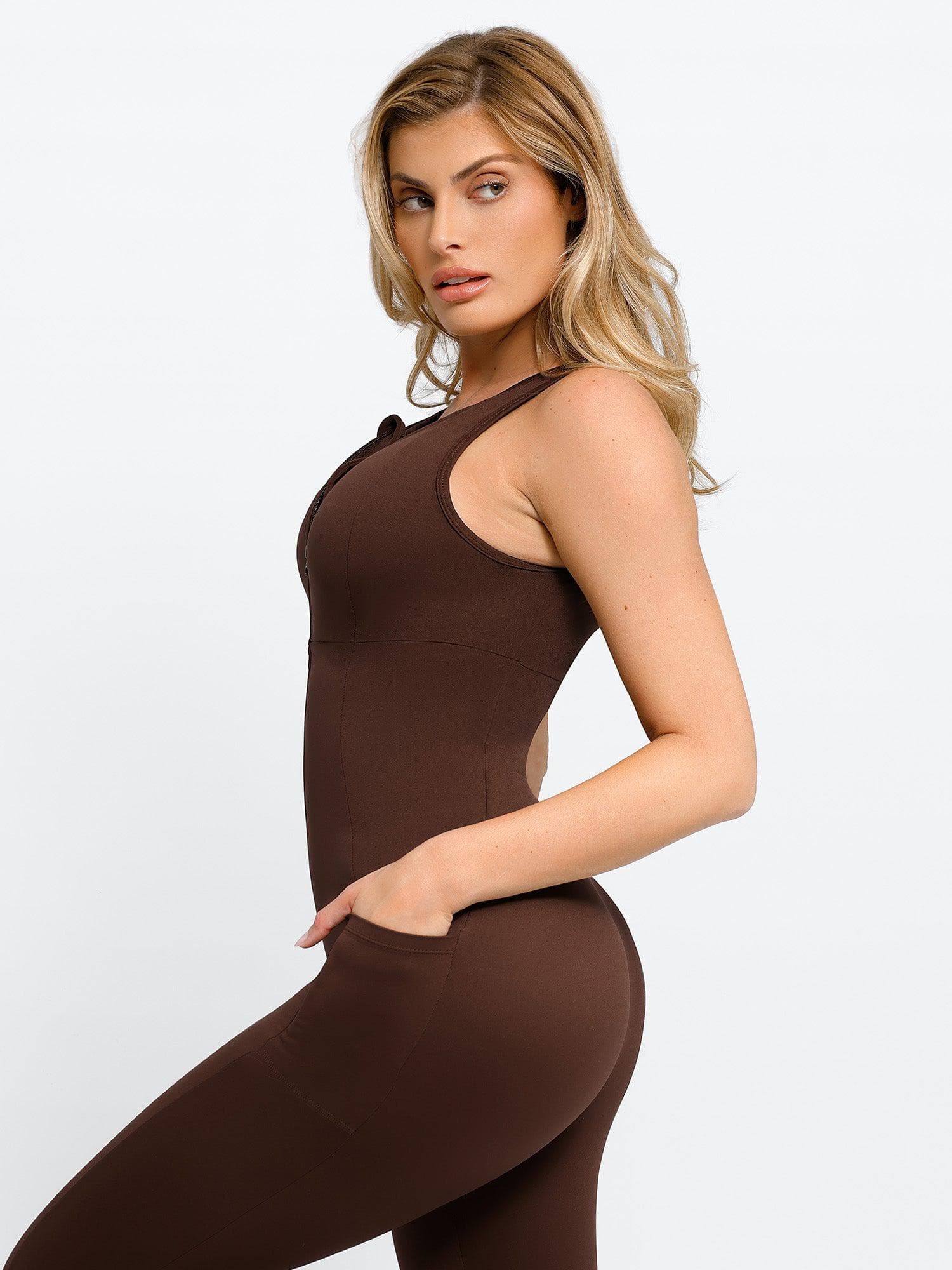 Shapewear Sleeveless Body-Sculpting Zip Front Jumpsuit - Image 17