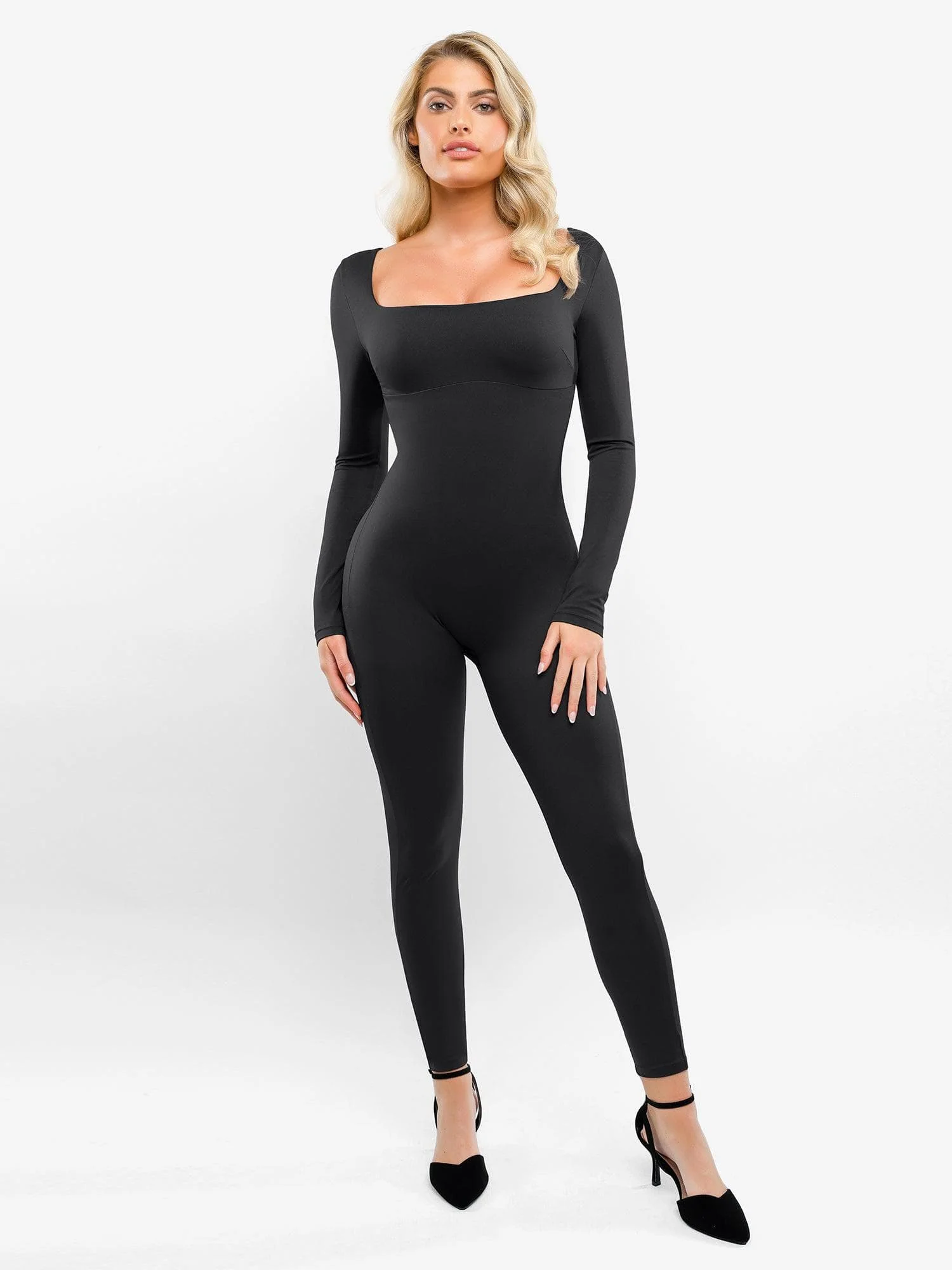 Shapewear Square Neck Long Sleeve Butt Lift Jumpsuit - Image 12