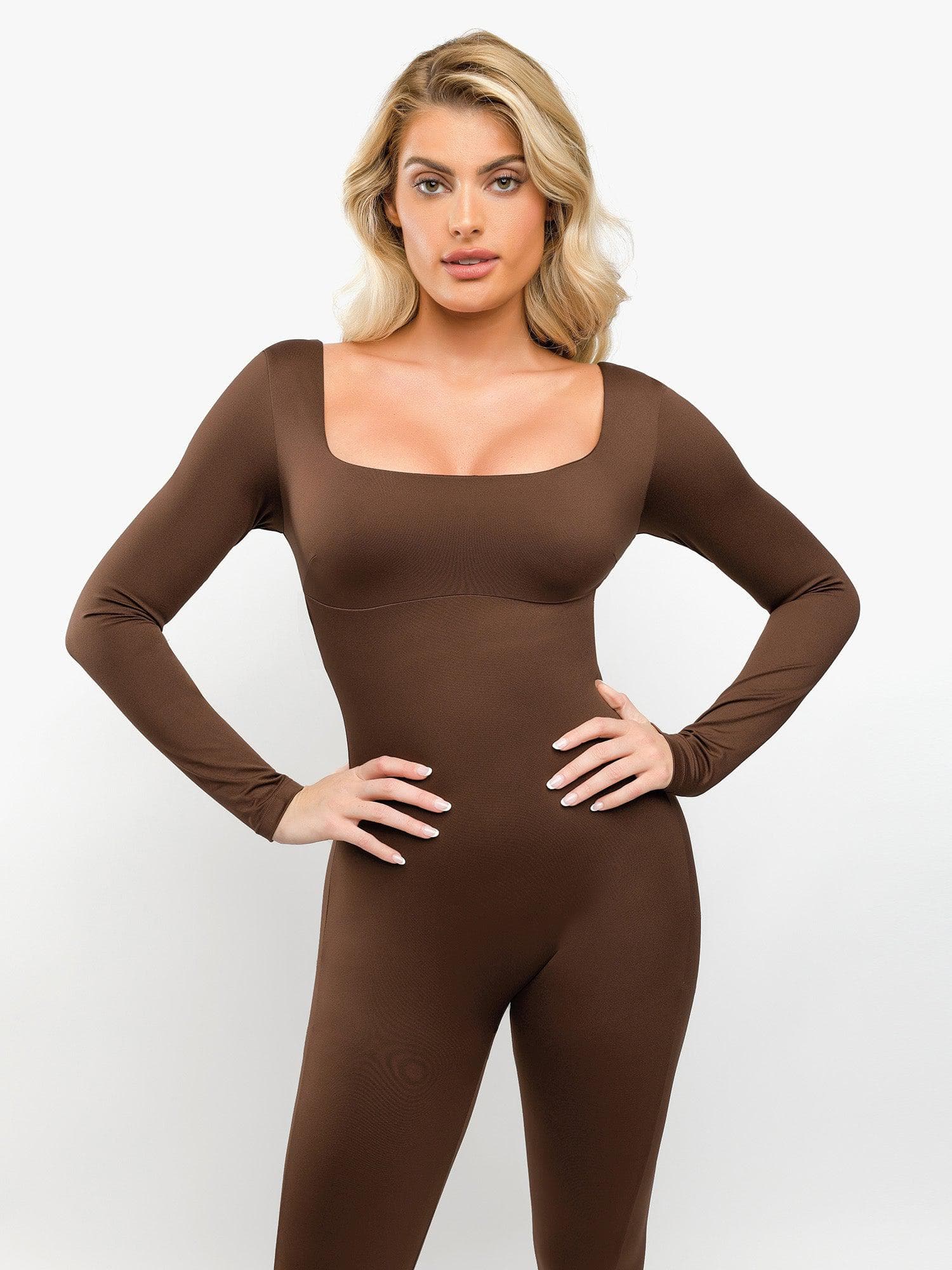 Shapewear Square Neck Long Sleeve Butt Lift Jumpsuit - Image 3