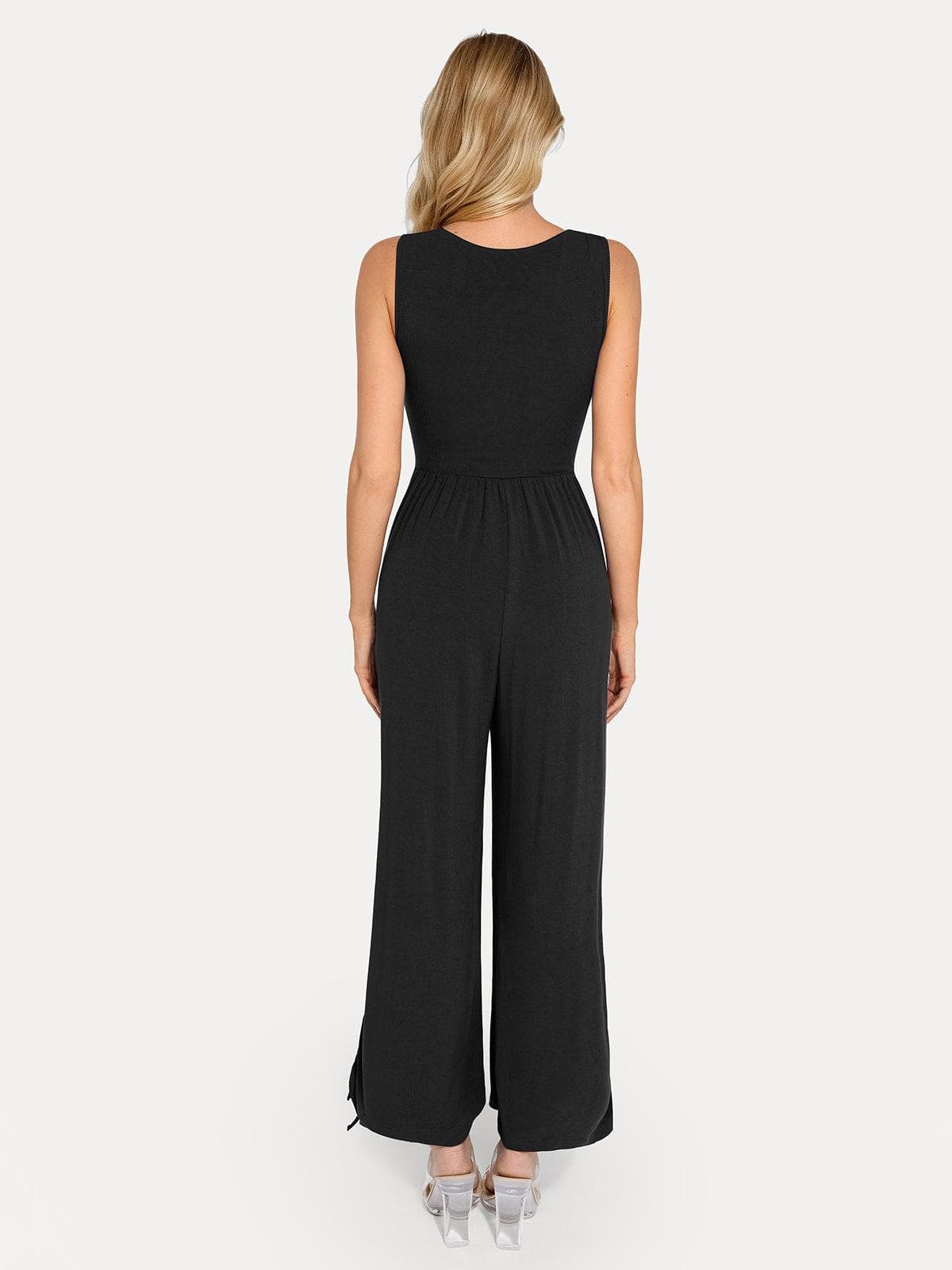 Shapewear Square Neck Tummy Control Wide Leg Jumpsuit - Image 14