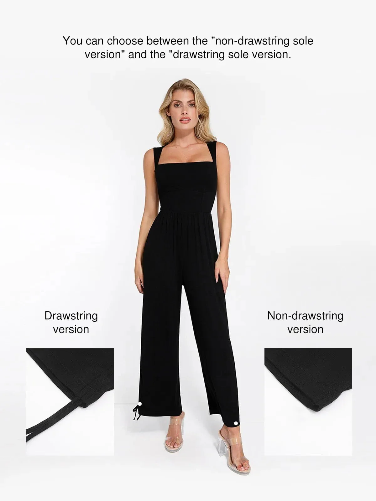 Shapewear Square Neck Tummy Control Wide Leg Jumpsuit - Image 19