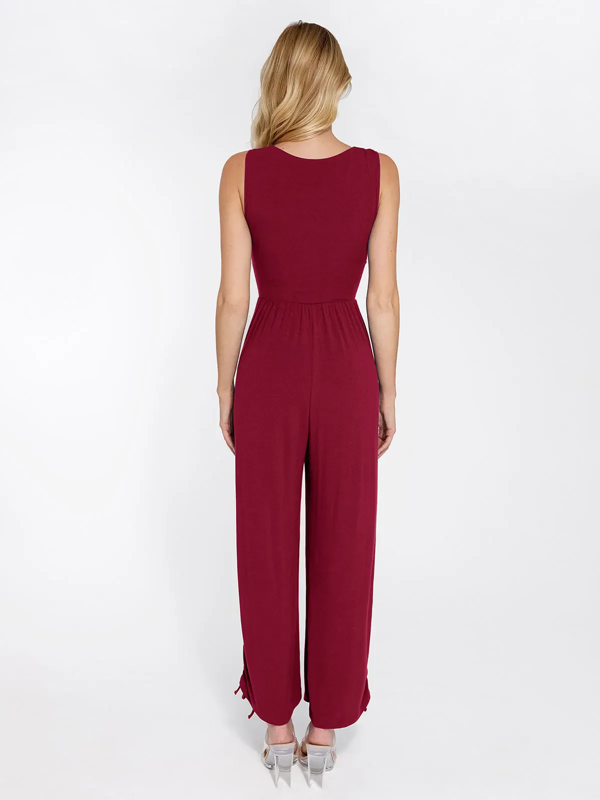 Shapewear Square Neck Tummy Control Wide Leg Jumpsuit - Image 24