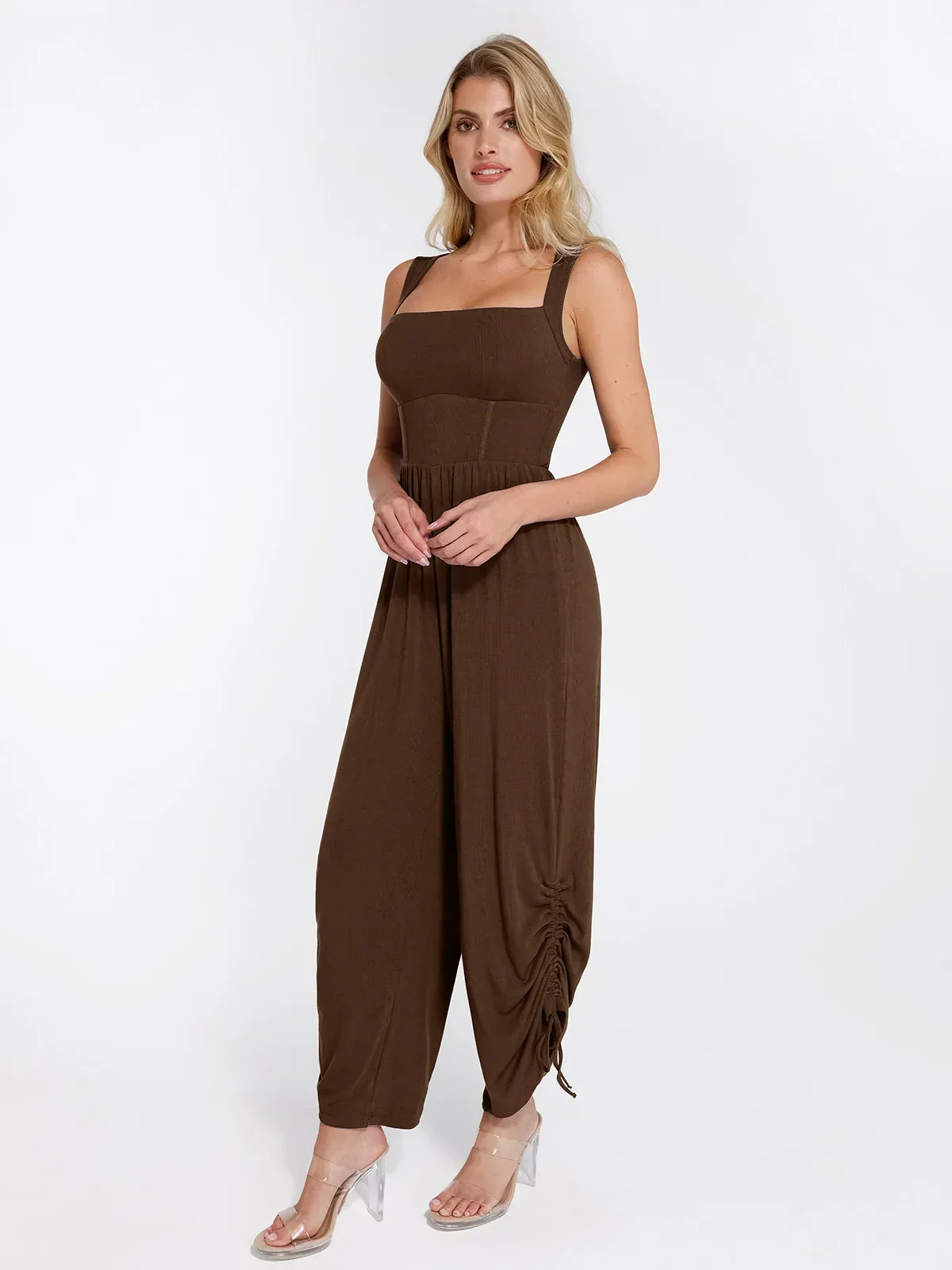Shapewear Square Neck Tummy Control Wide Leg Jumpsuit - Image 28