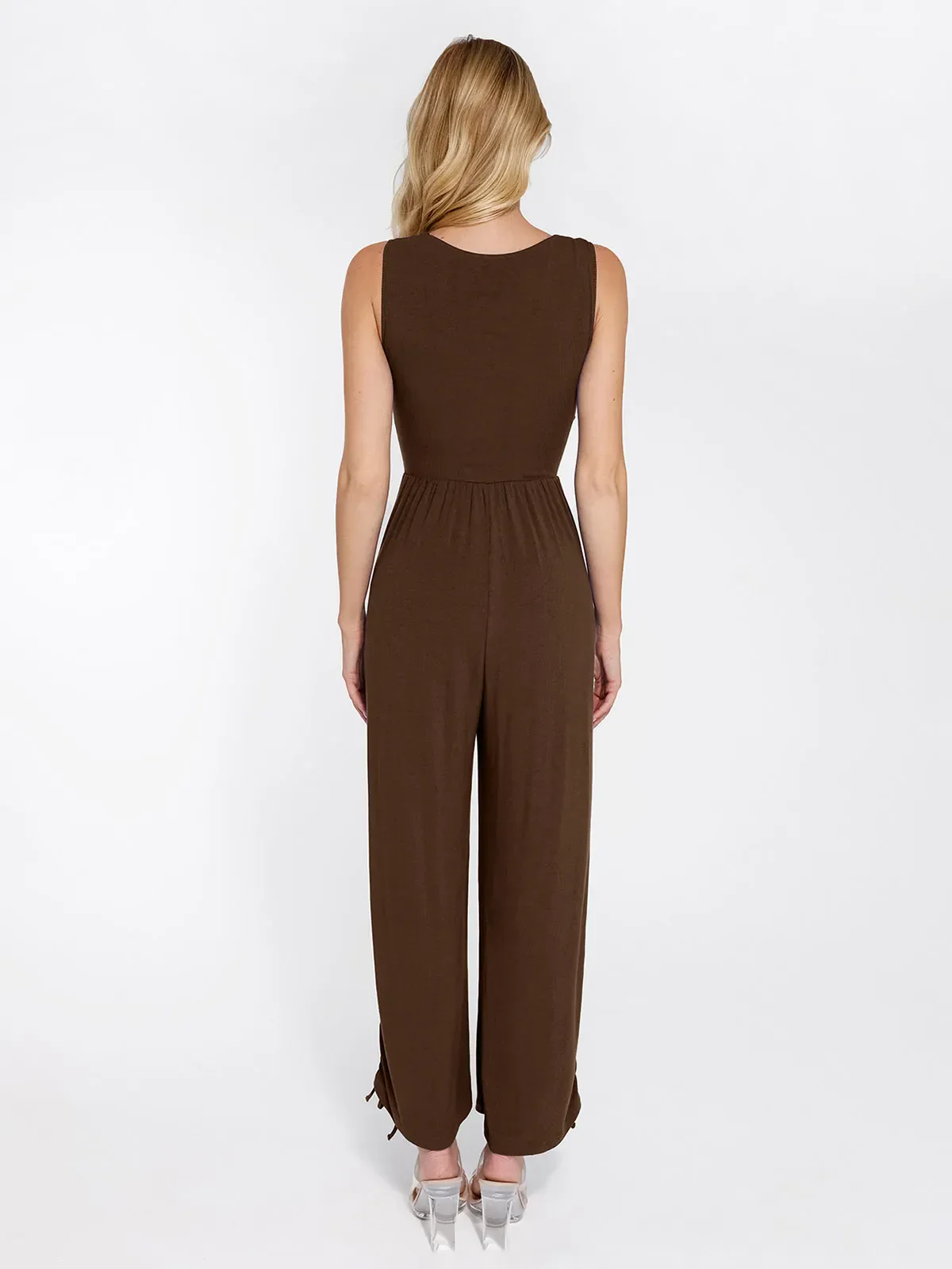 Shapewear Square Neck Tummy Control Wide Leg Jumpsuit - Image 30