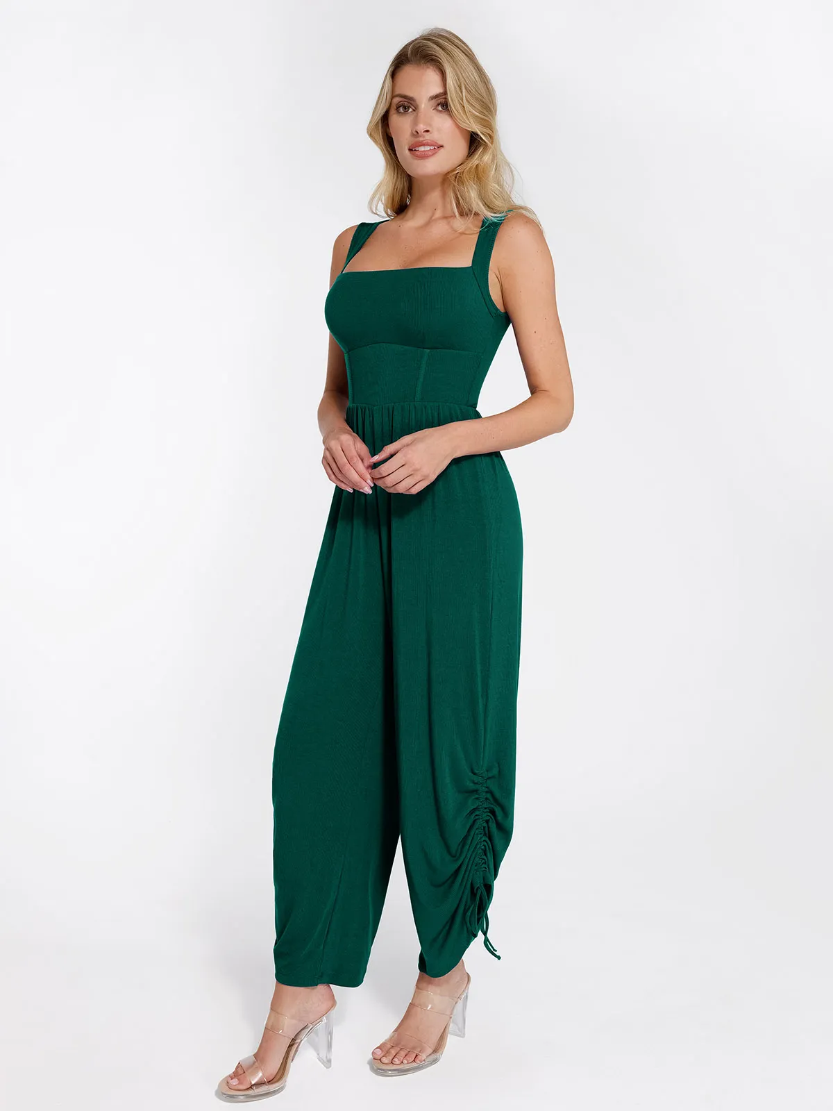Shapewear Square Neck Tummy Control Wide Leg Jumpsuit - Image 39