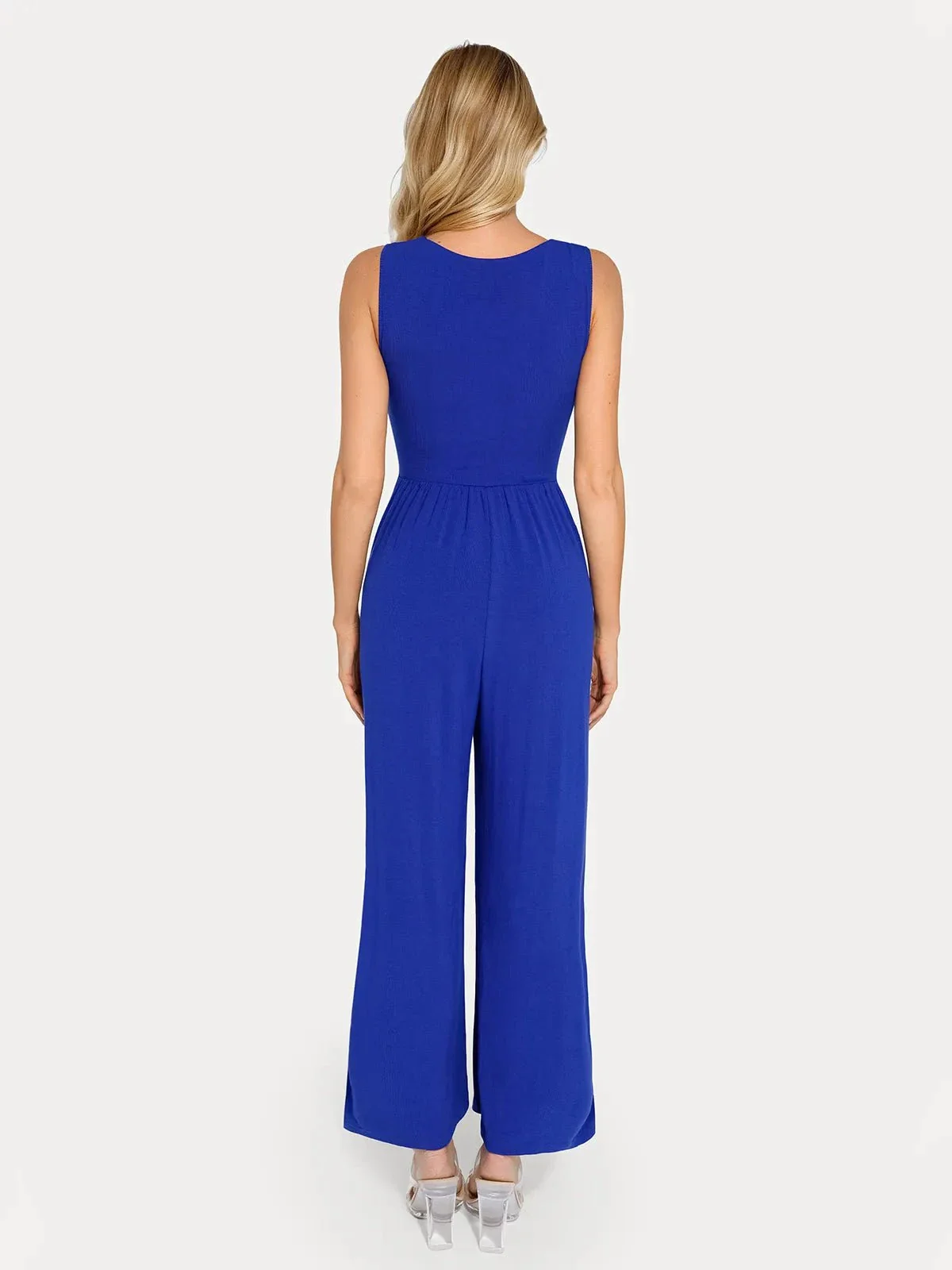 Shapewear Square Neck Tummy Control Wide Leg Jumpsuit - Image 46