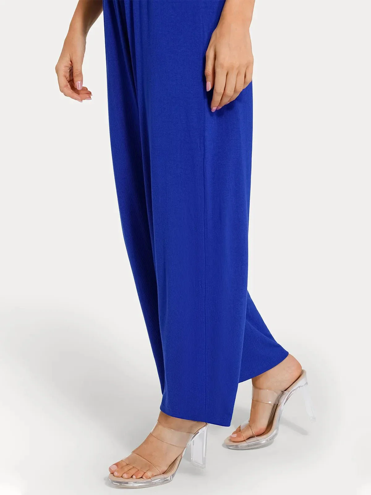 Shapewear Square Neck Tummy Control Wide Leg Jumpsuit - Image 48