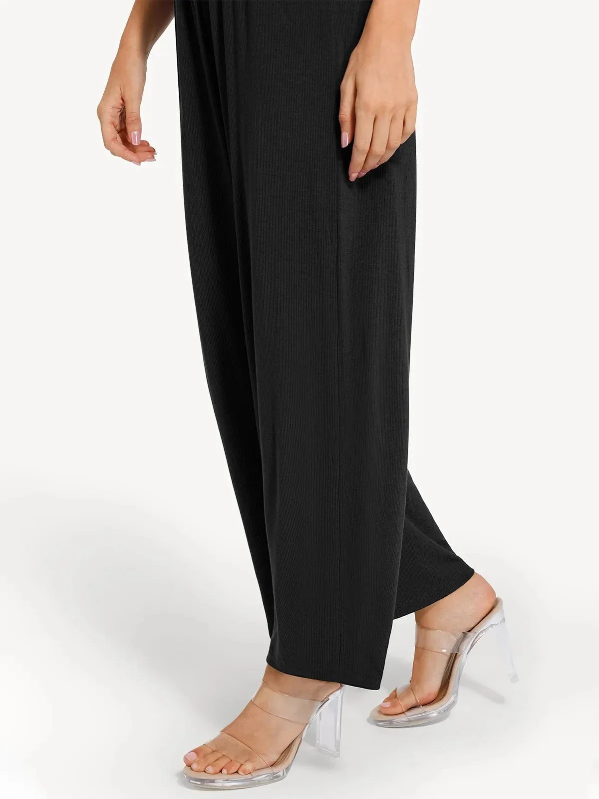 Shapewear Square Neck Tummy Control Wide Leg Jumpsuit - Image 53