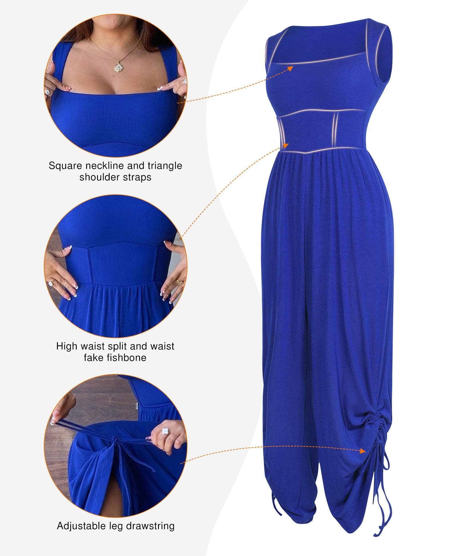 Shapewear Square Neck Tummy Control Wide Leg Jumpsuit - Image 6
