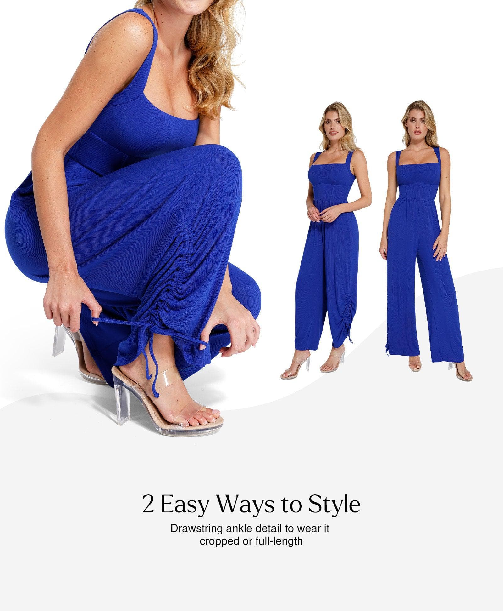 Shapewear Square Neck Tummy Control Wide Leg Jumpsuit - Image 9