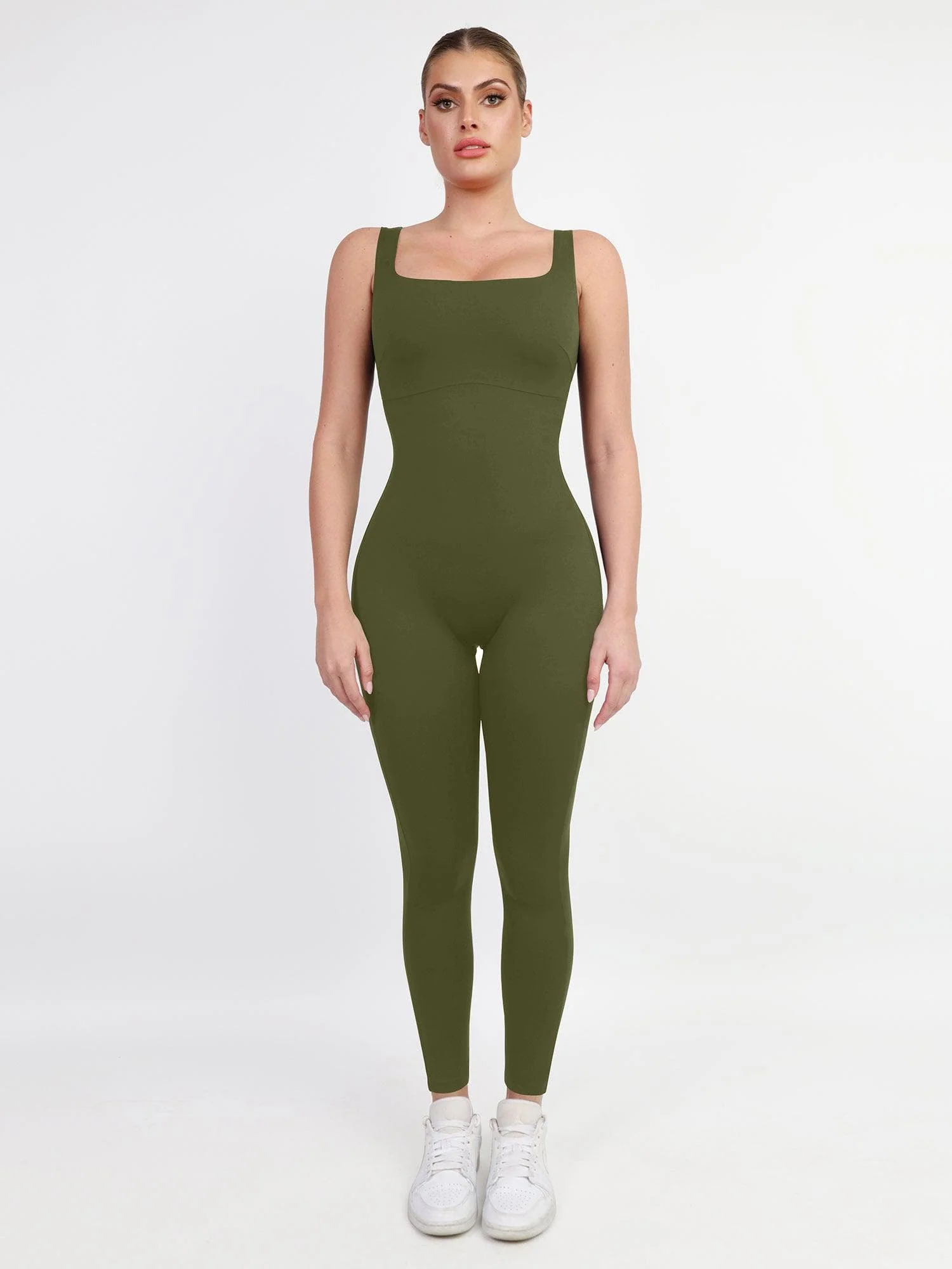 Shapewear Square Neck Thigh Slimming Workout Jumpsuit - Image 13