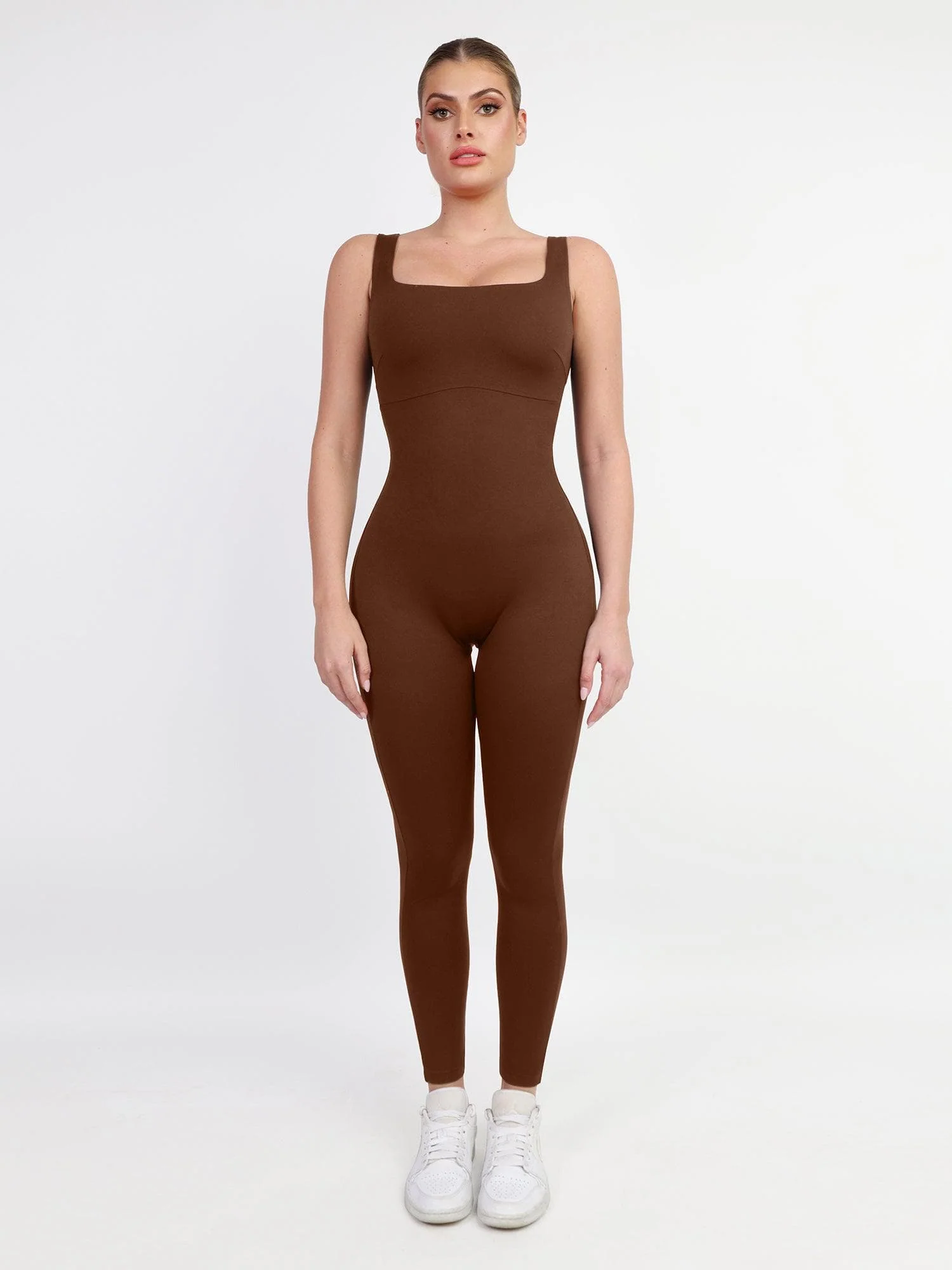 Shapewear Square Neck Thigh Slimming Workout Jumpsuit - Image 16