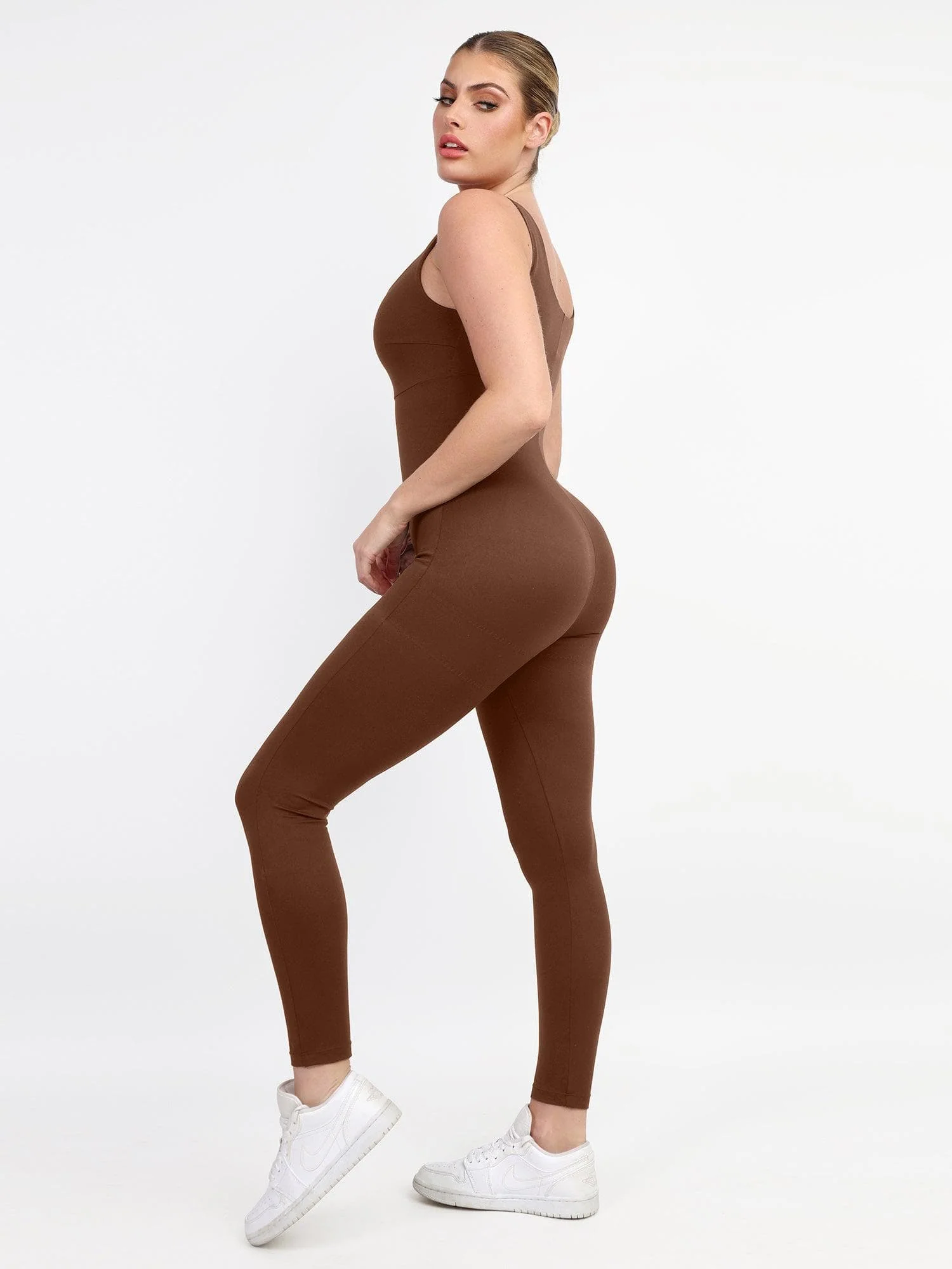 Shapewear Square Neck Thigh Slimming Workout Jumpsuit - Image 17