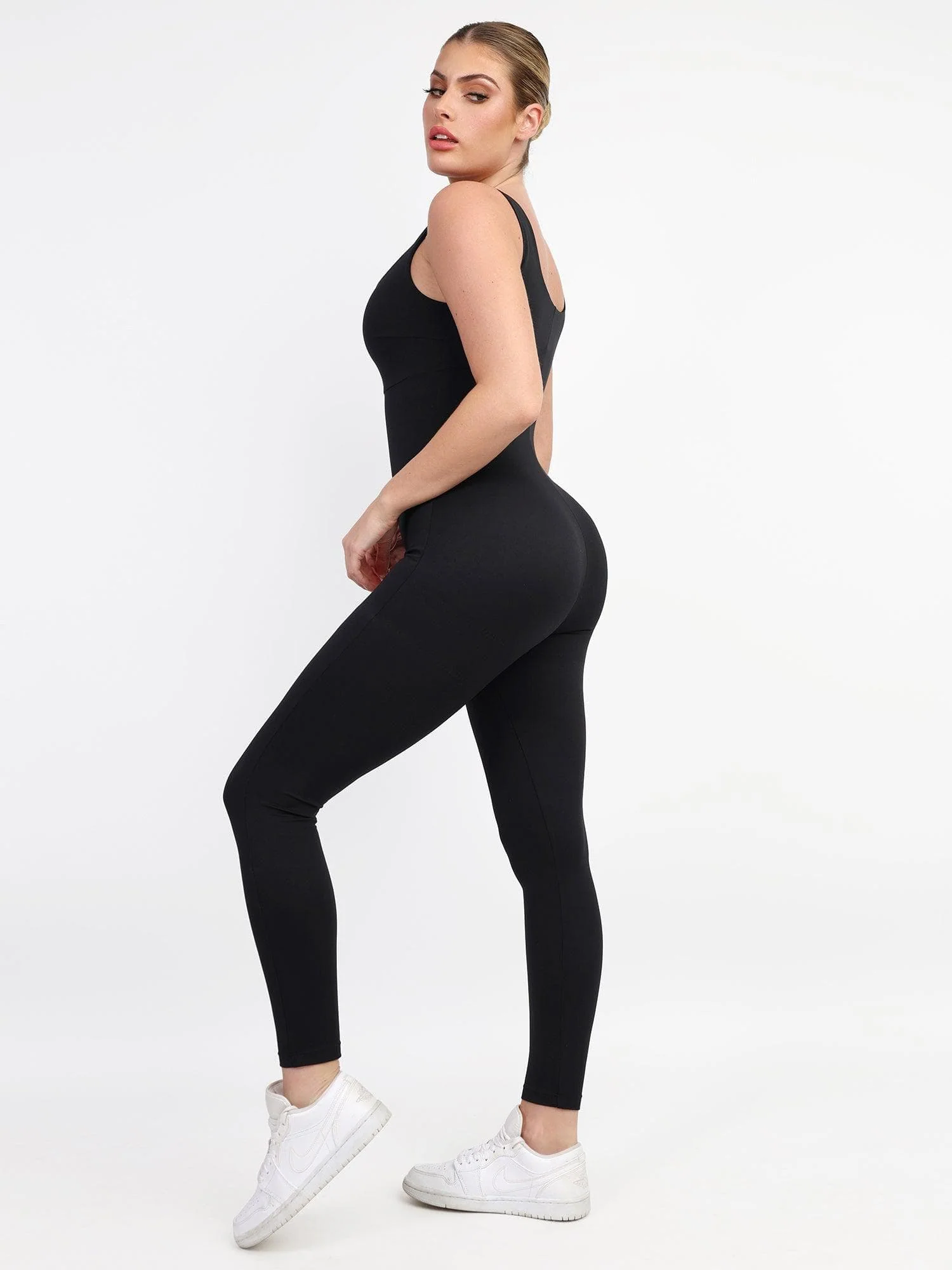 Shapewear Square Neck Thigh Slimming Workout Jumpsuit - Image 4