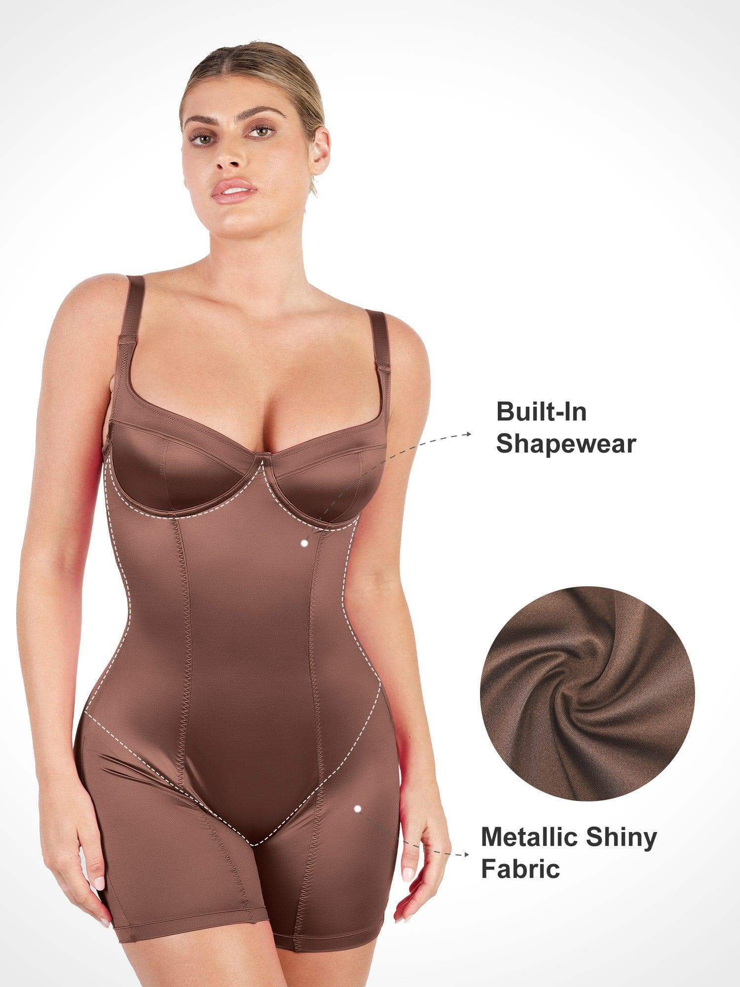Shapewear Sculpting Shine Mid-Thigh Corset Romper - Image 15