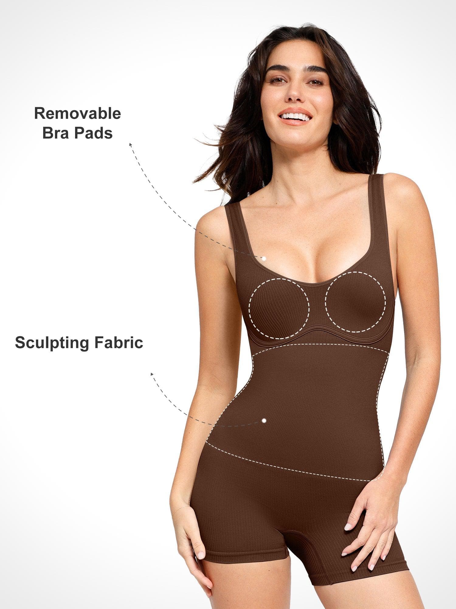 Shapewear Seamless Rib V-Neck Romper - Image 19