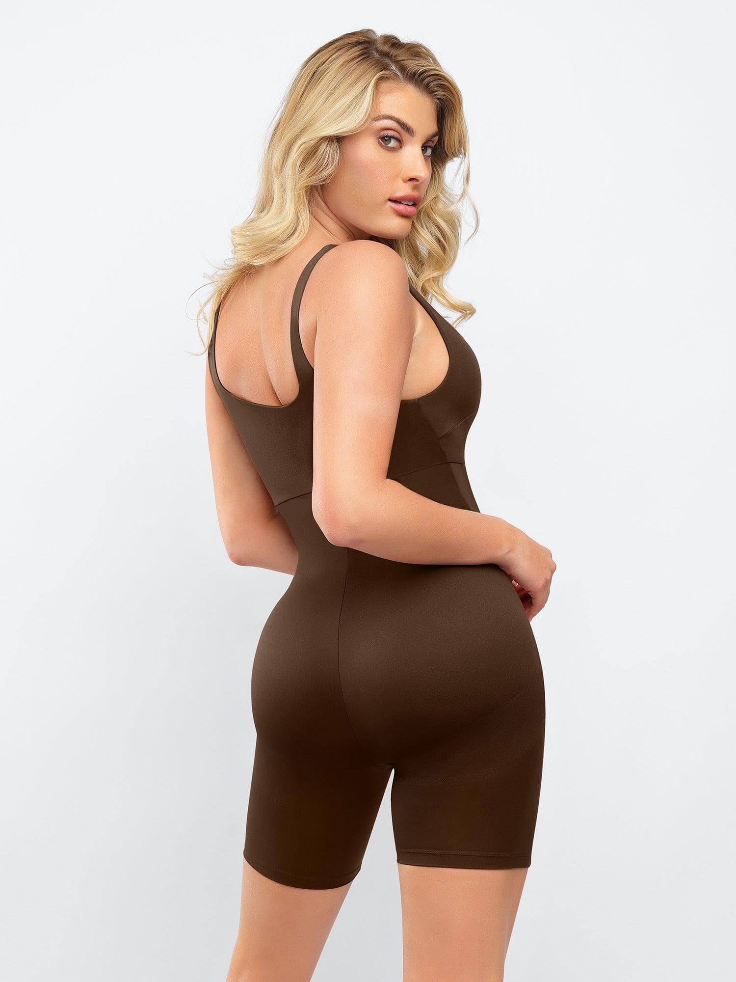 Shapewear Square Neck Slimming Mid-Thigh Workout Romper - Image 14