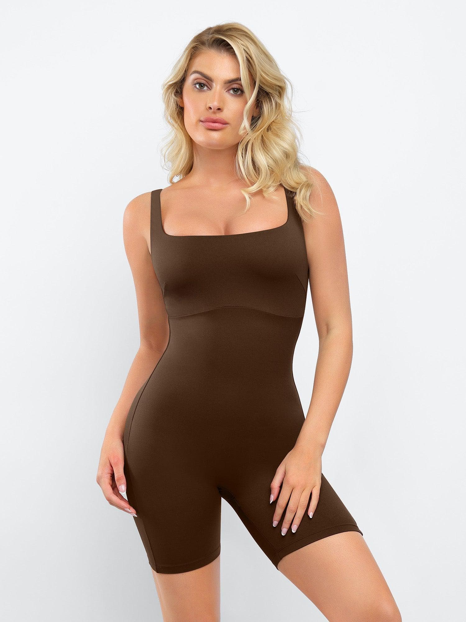 Shapewear Square Neck Slimming Mid-Thigh Workout Romper - Image 16