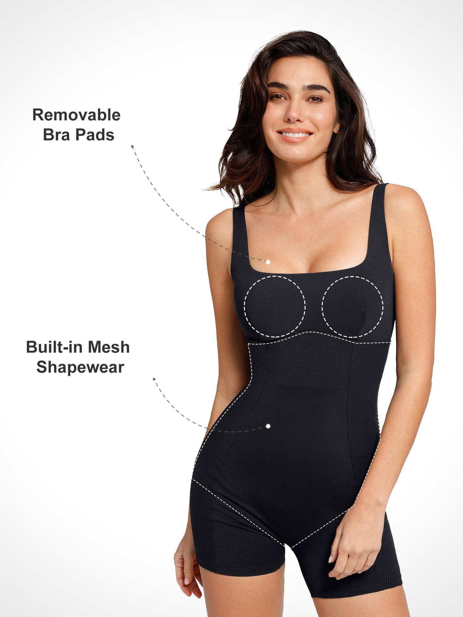 Shapewear Square Neck Strappy Romper - Image 7