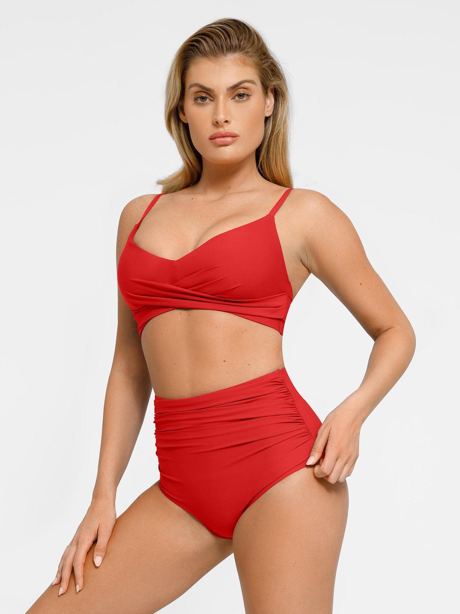 Shapewear Bust-Enhancing Draped Bikini Top - Image 24