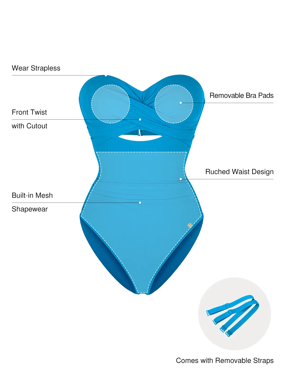 Twist & Shirred Sculpting One-Piece with Removable Straps - Image 19